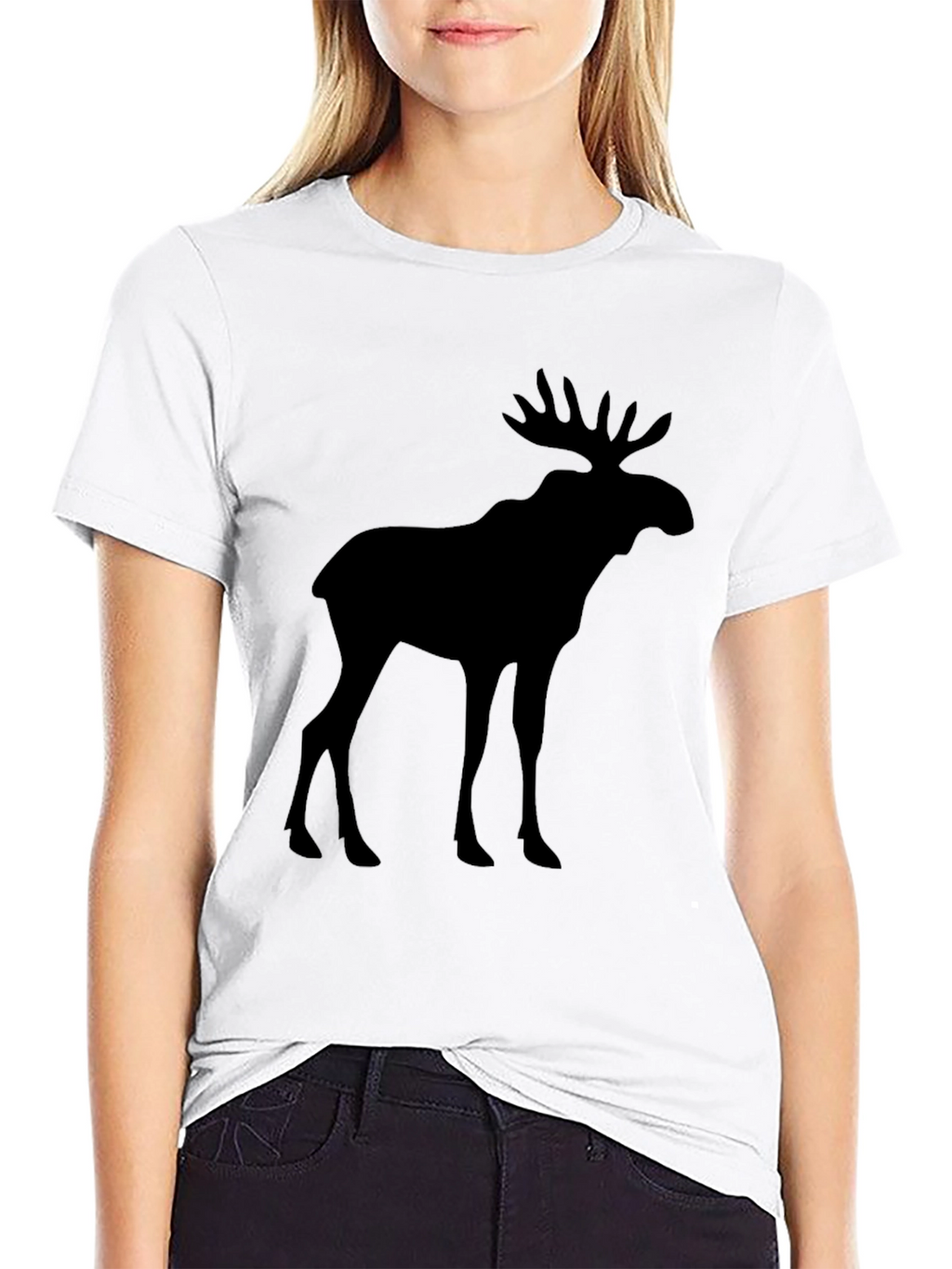 Moose Silhouette Graphic Tee - Black