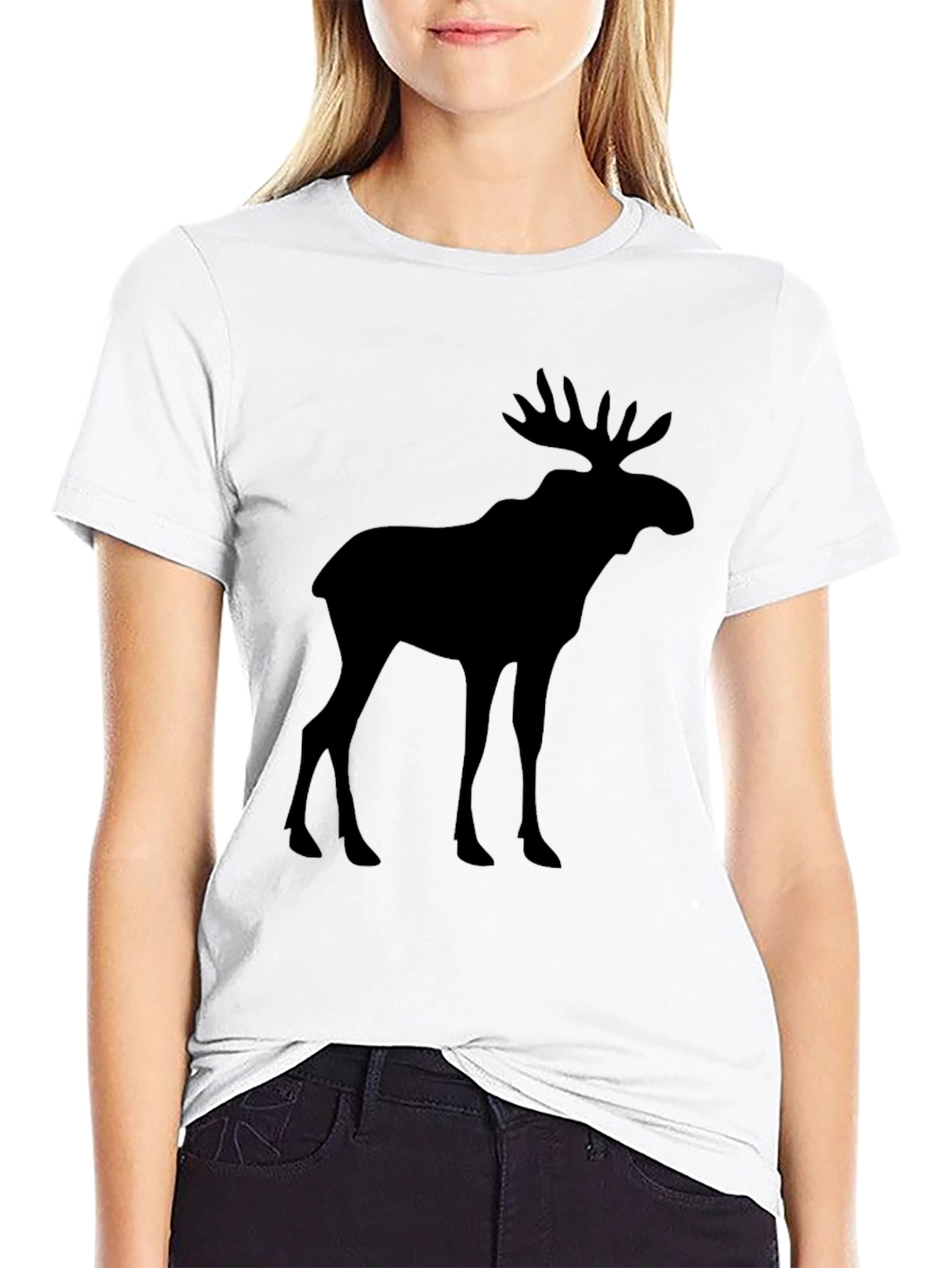 Moose Silhouette Graphic Tee - Black