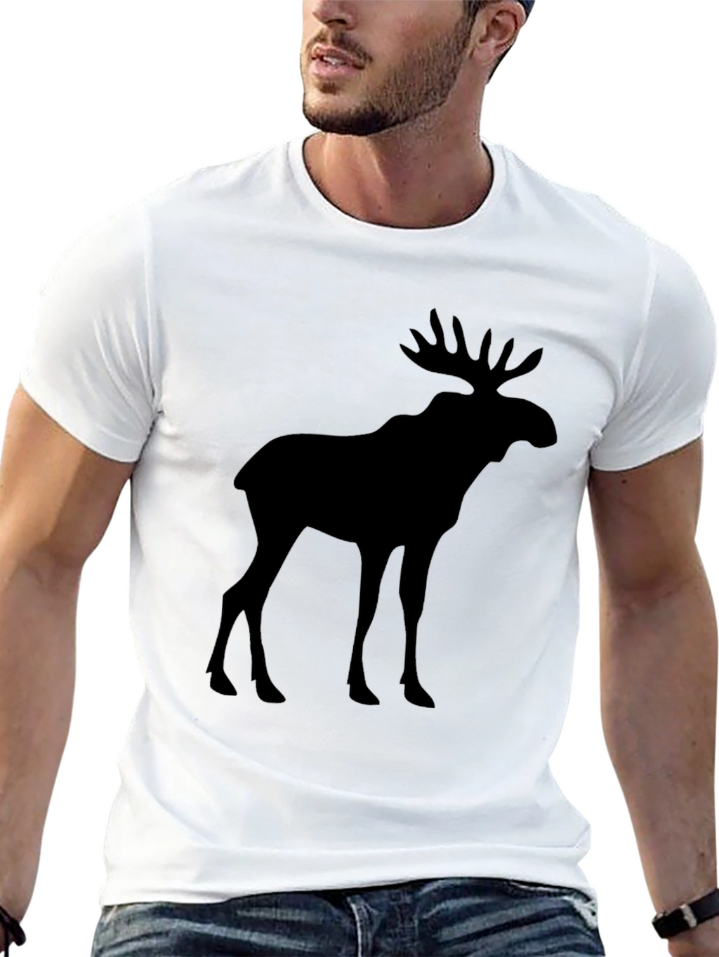 Moose Silhouette Graphic Tee - Black