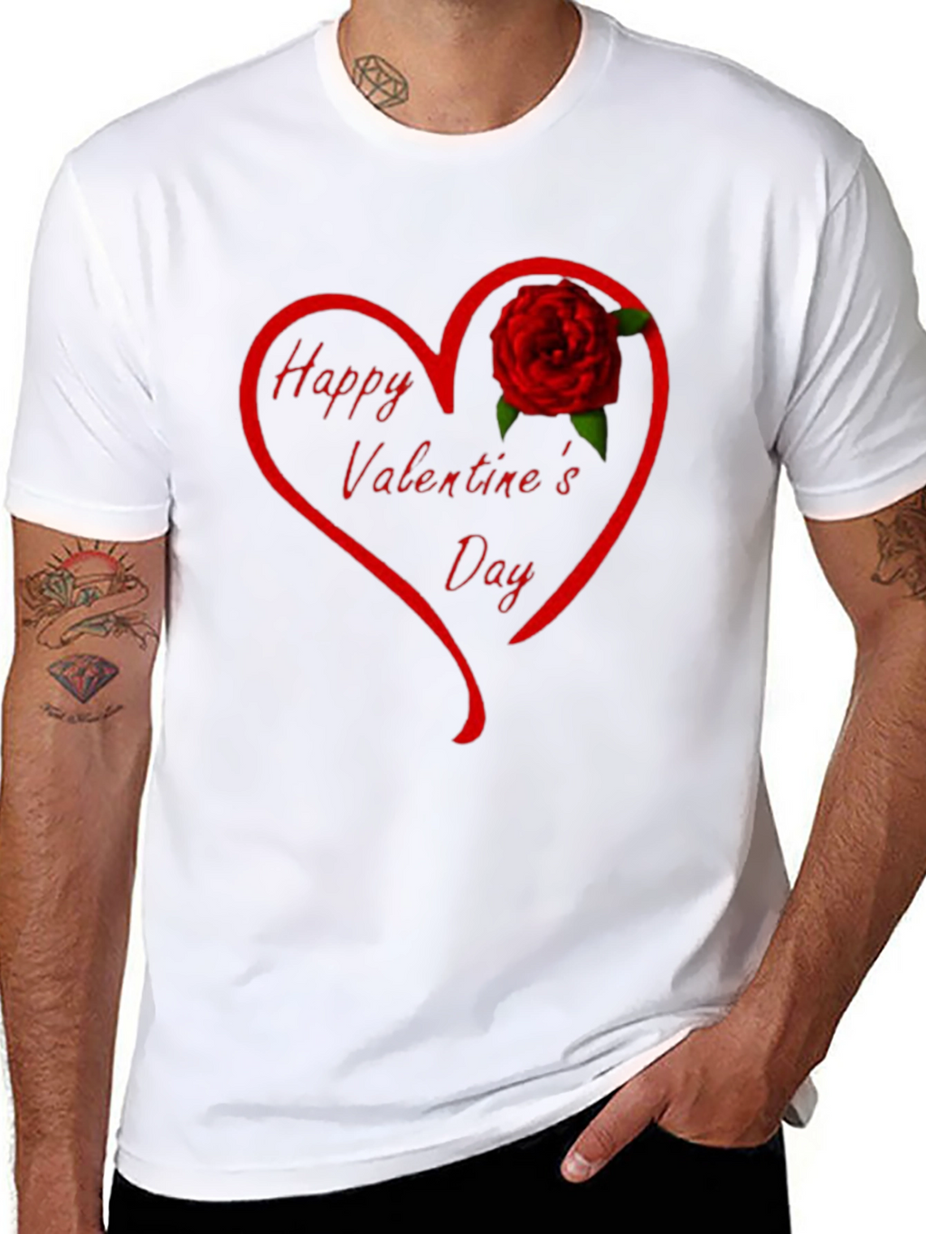 Valentines Day Heart Rose Graphic T-Shirt