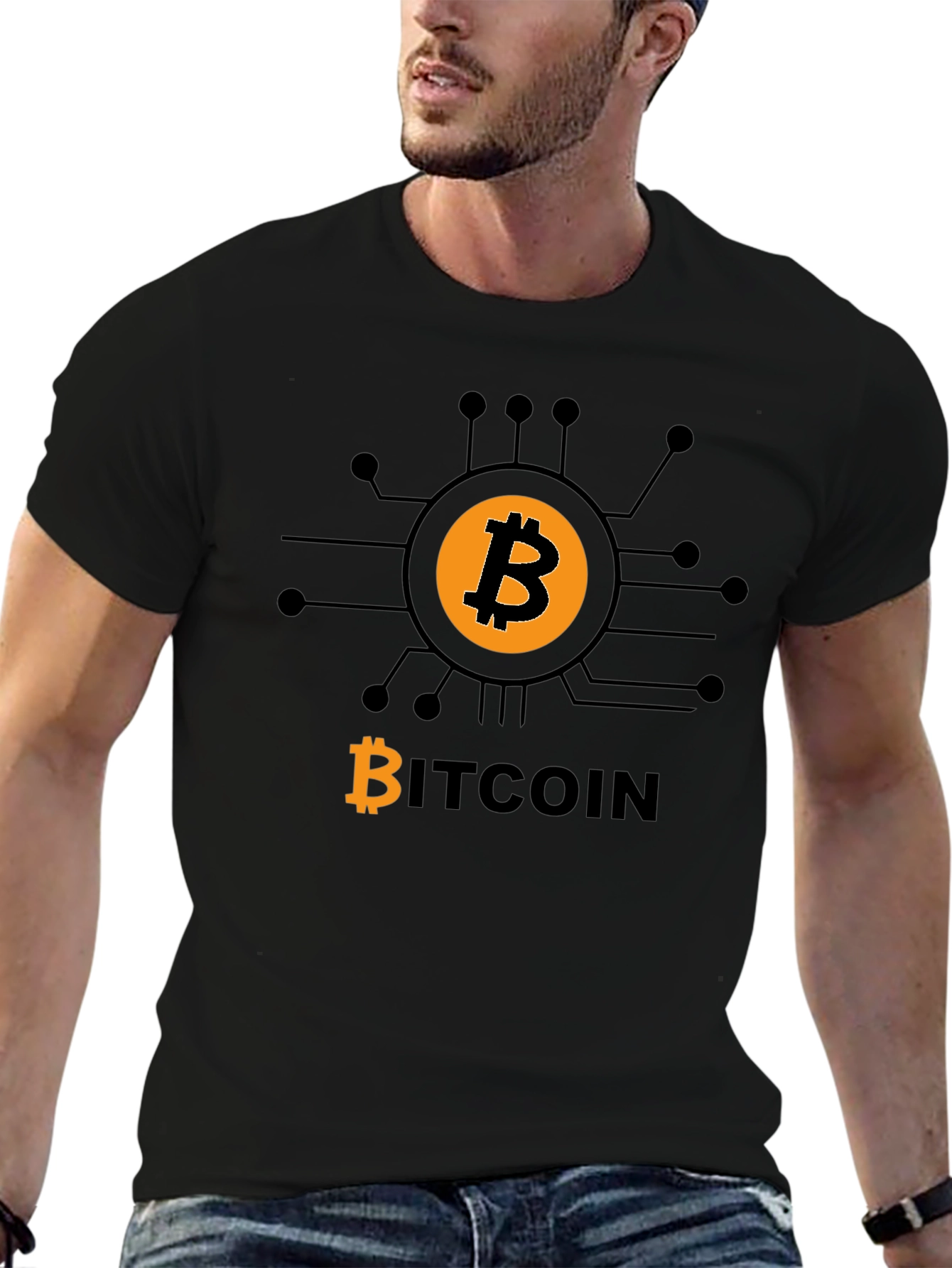 Bitcoin Tech Circuit Black T-Shirt - Crypto Currency Tee