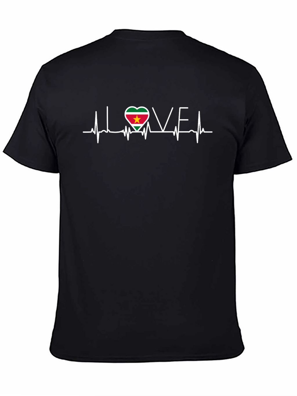 Suriname Flag Heartbeat Love Black T-Shirt