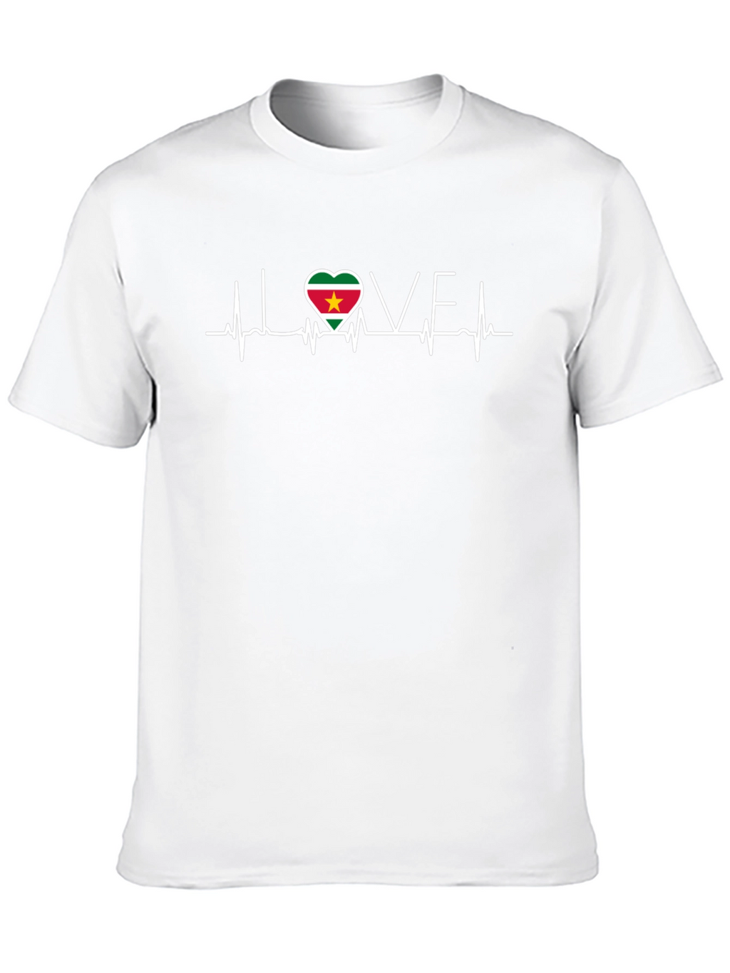 Suriname Flag Heartbeat Love Black T-Shirt