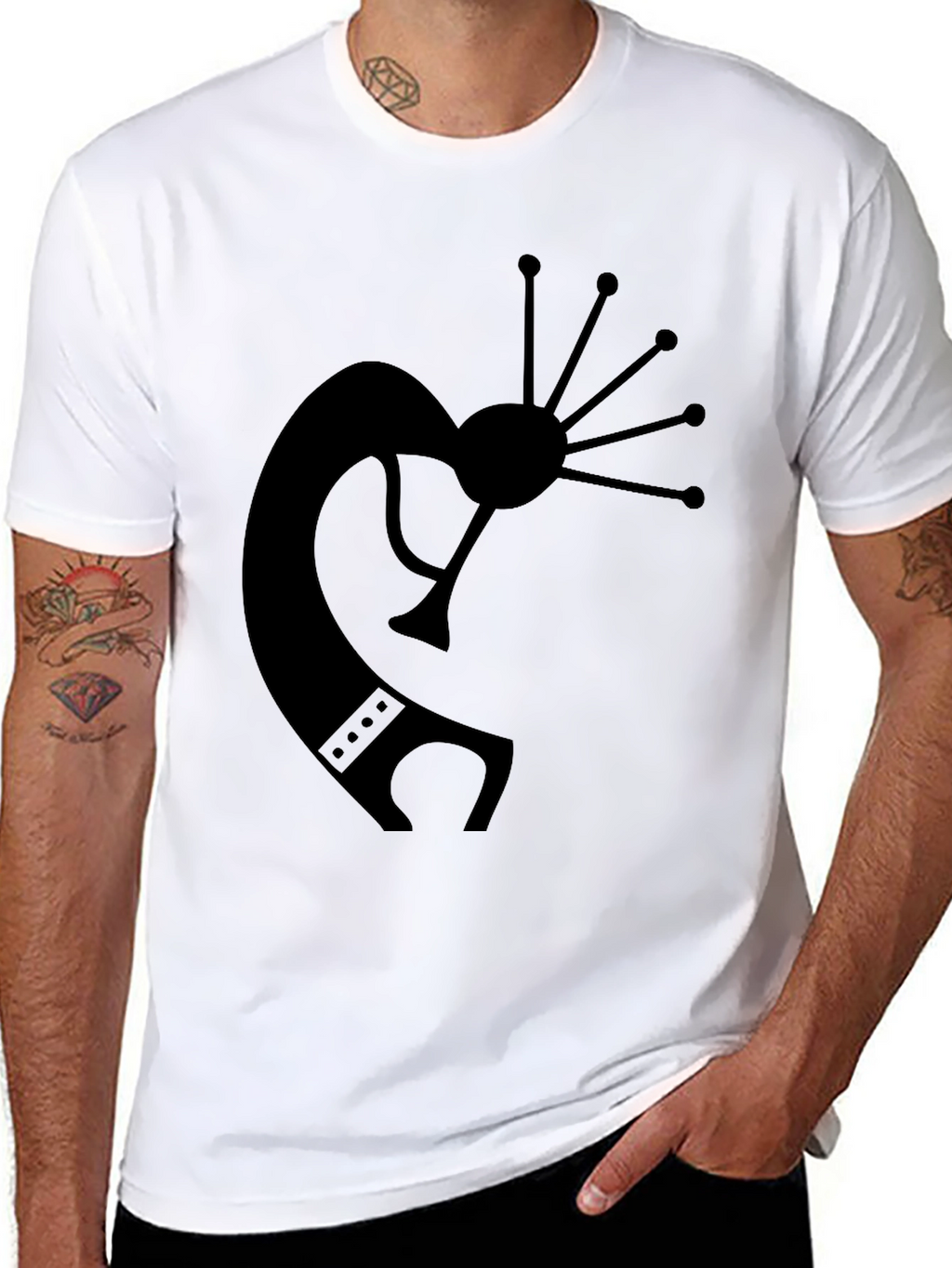 Kokopelli Graphic Tee - Black Cotton T-Shirt