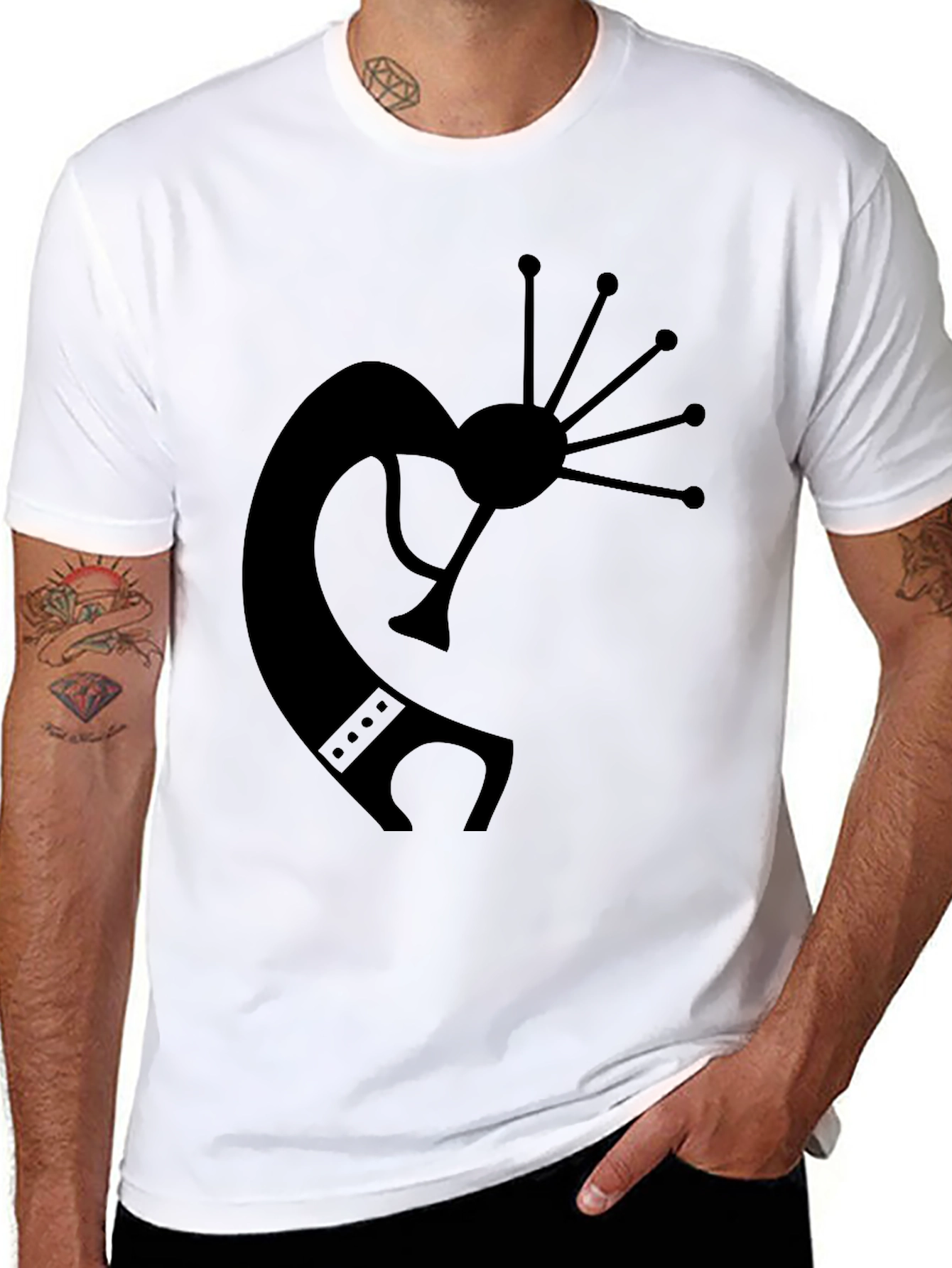 Kokopelli Graphic Tee - Black Cotton T-Shirt