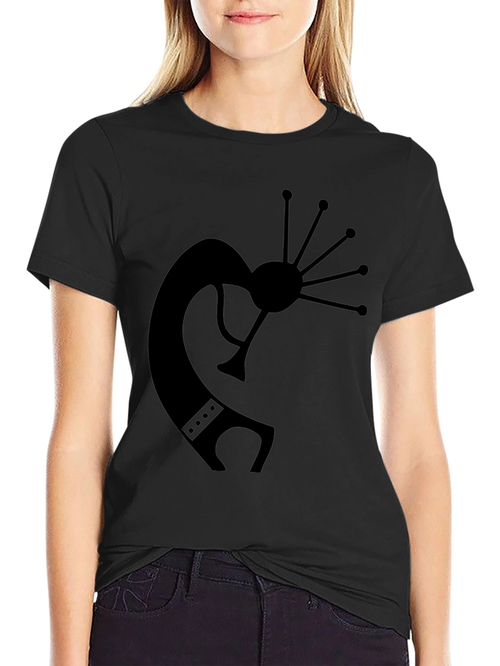 Kokopelli Graphic Tee - Black Cotton T-Shirt