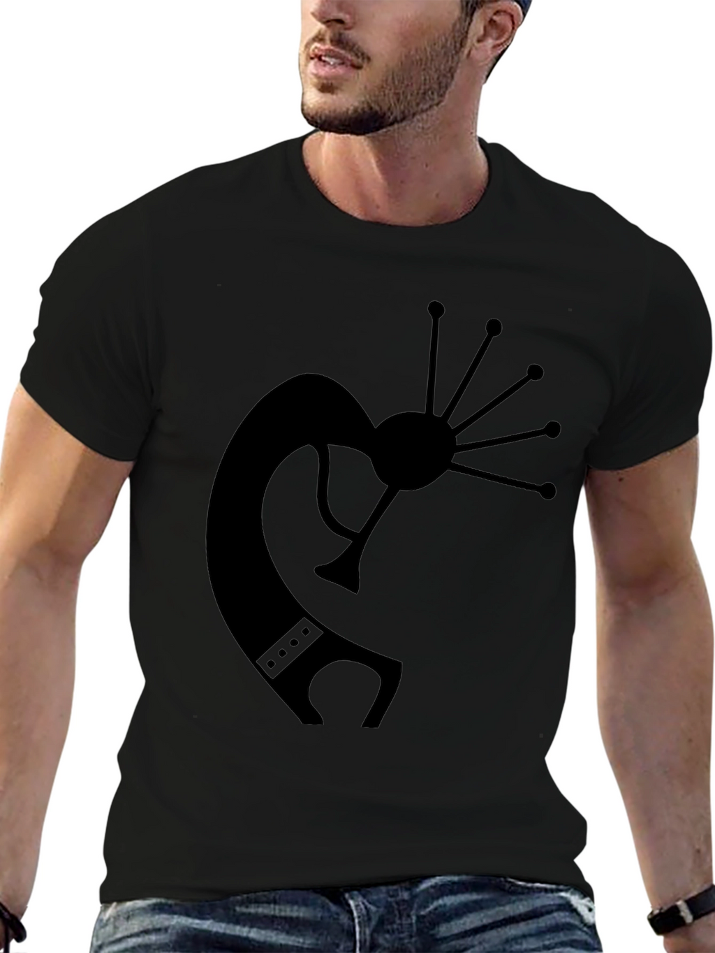 Kokopelli Graphic Tee - Black Cotton T-Shirt