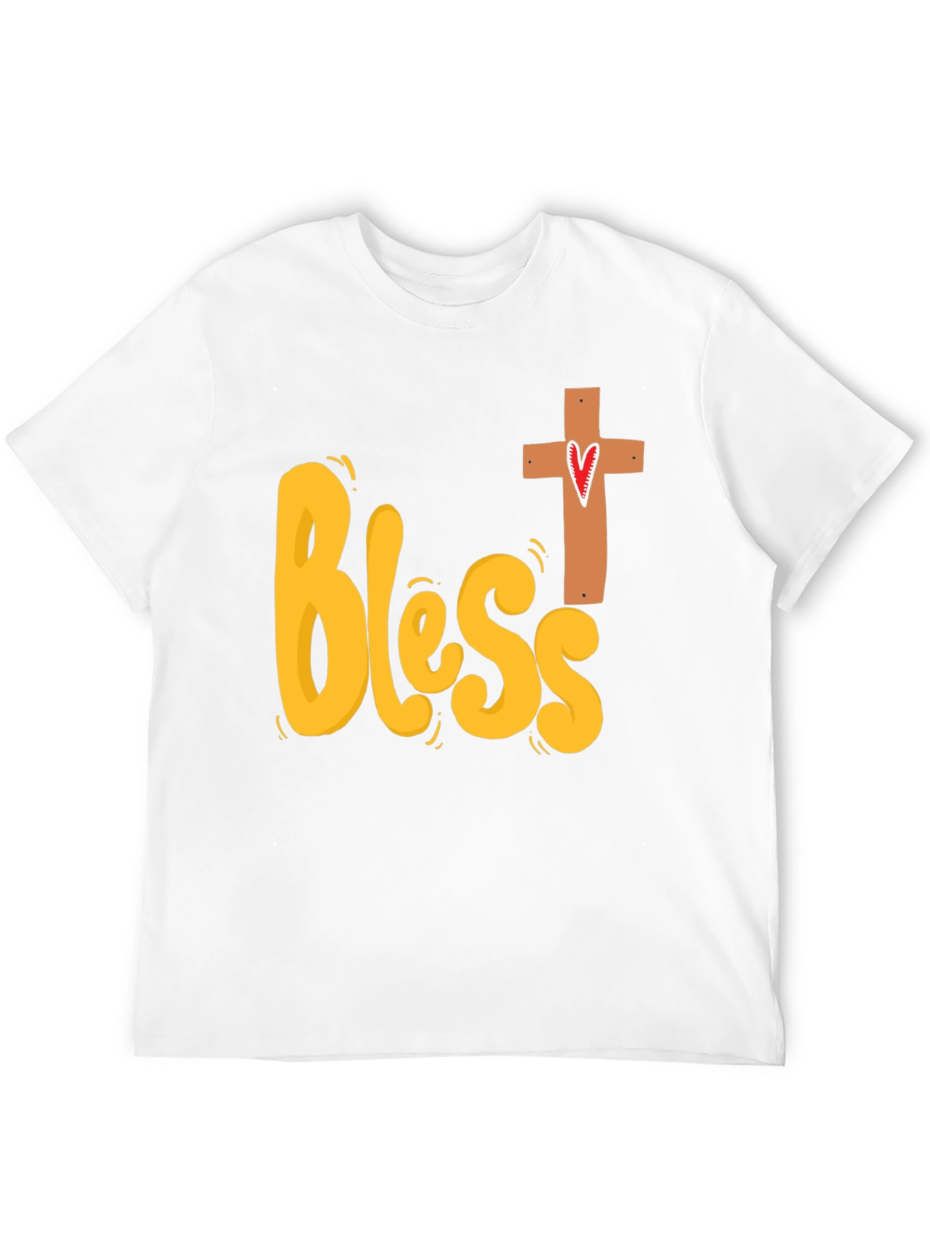 Bless Heart Cross Graphic Black T-Shirt