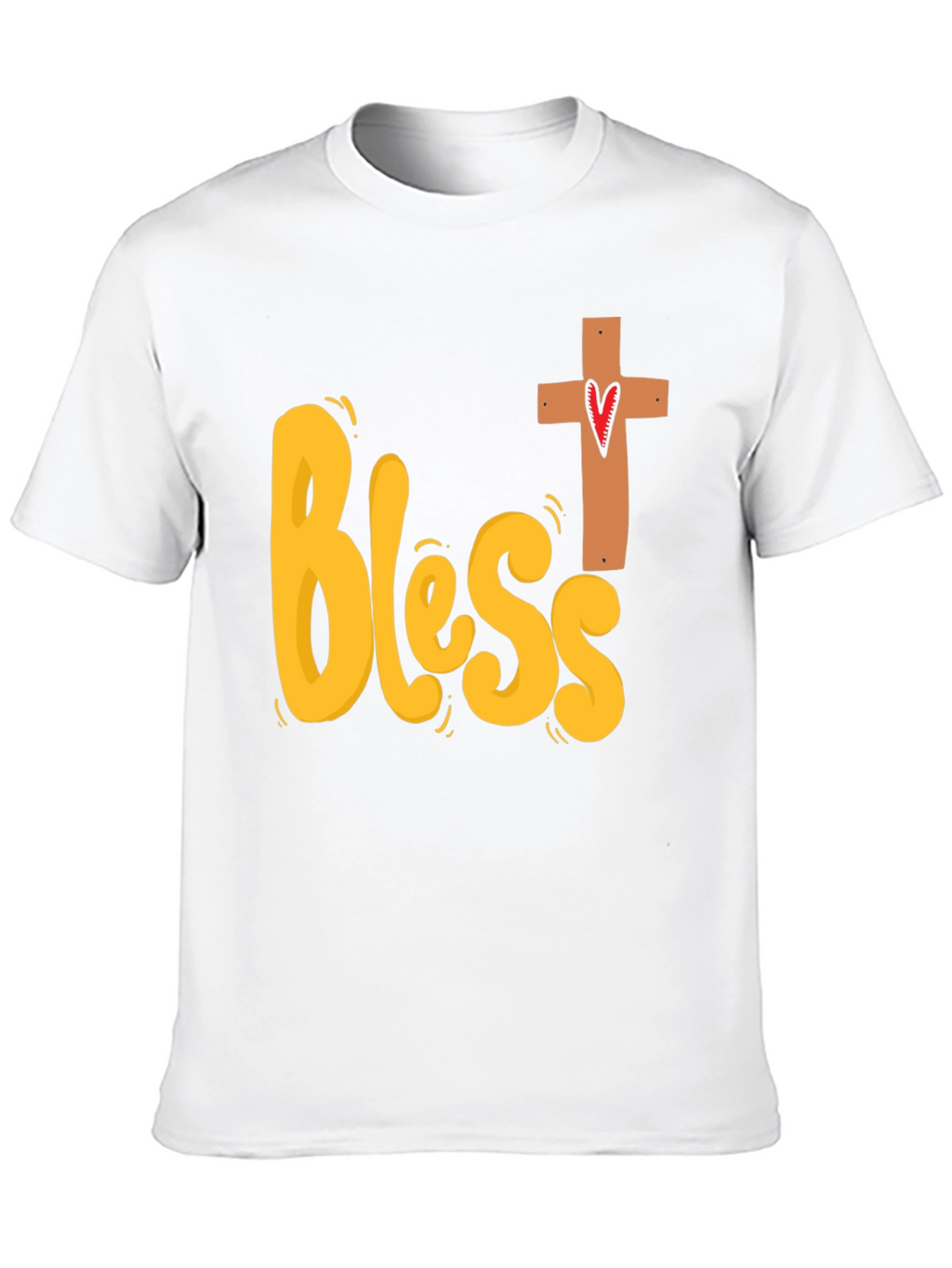 Bless Heart Cross Graphic Black T-Shirt