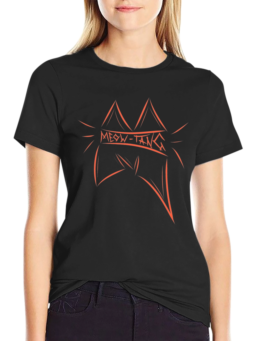 Meow-Tang Graphic Tee - Soft Black Cotton T-Shirt