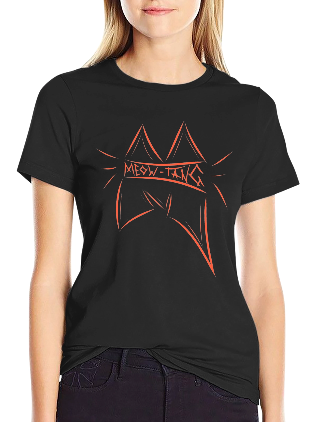Meow-Tang Graphic Tee - Soft Black Cotton T-Shirt