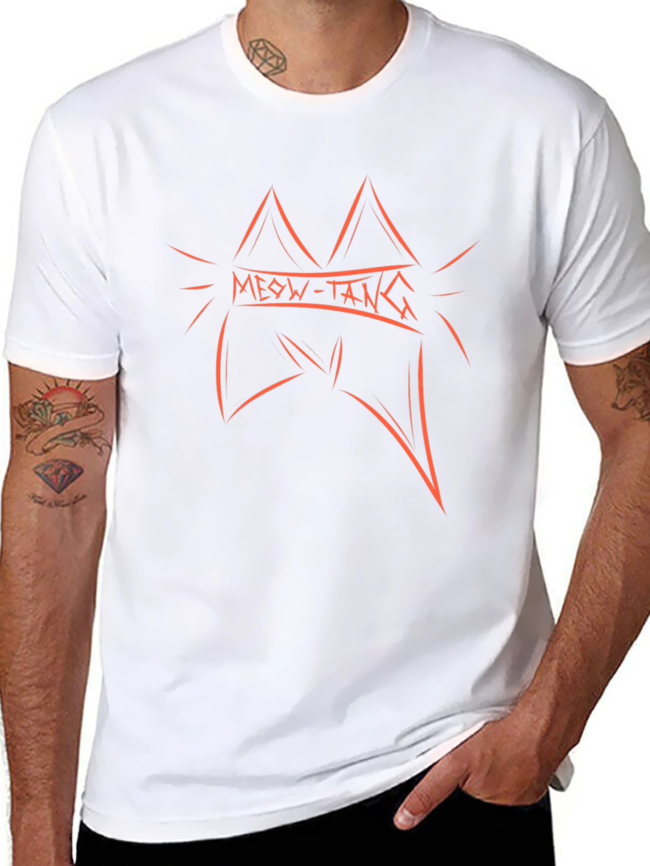 Meow-Tang Graphic Tee - Soft Black Cotton T-Shirt