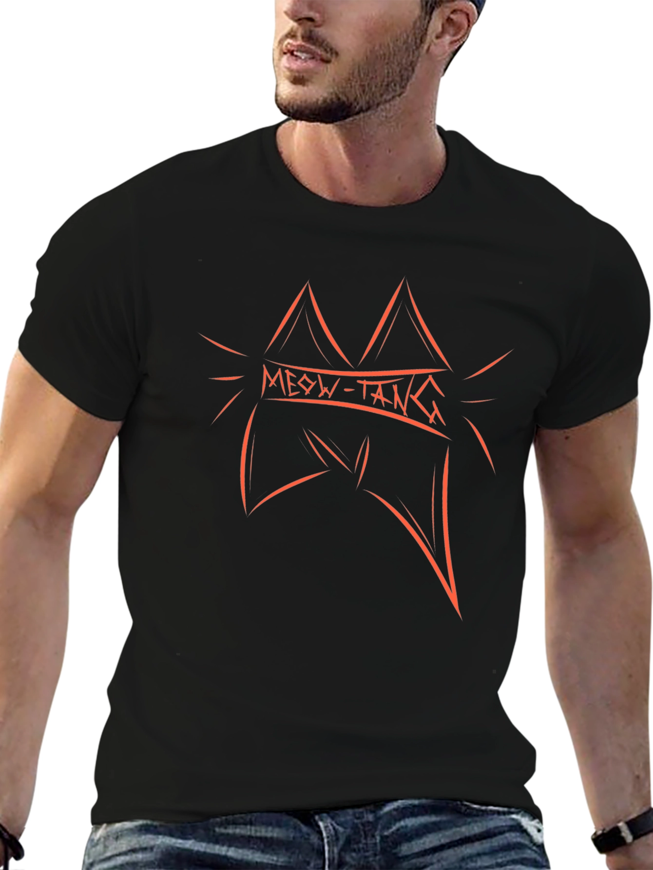 Meow-Tang Graphic Tee - Soft Black Cotton T-Shirt