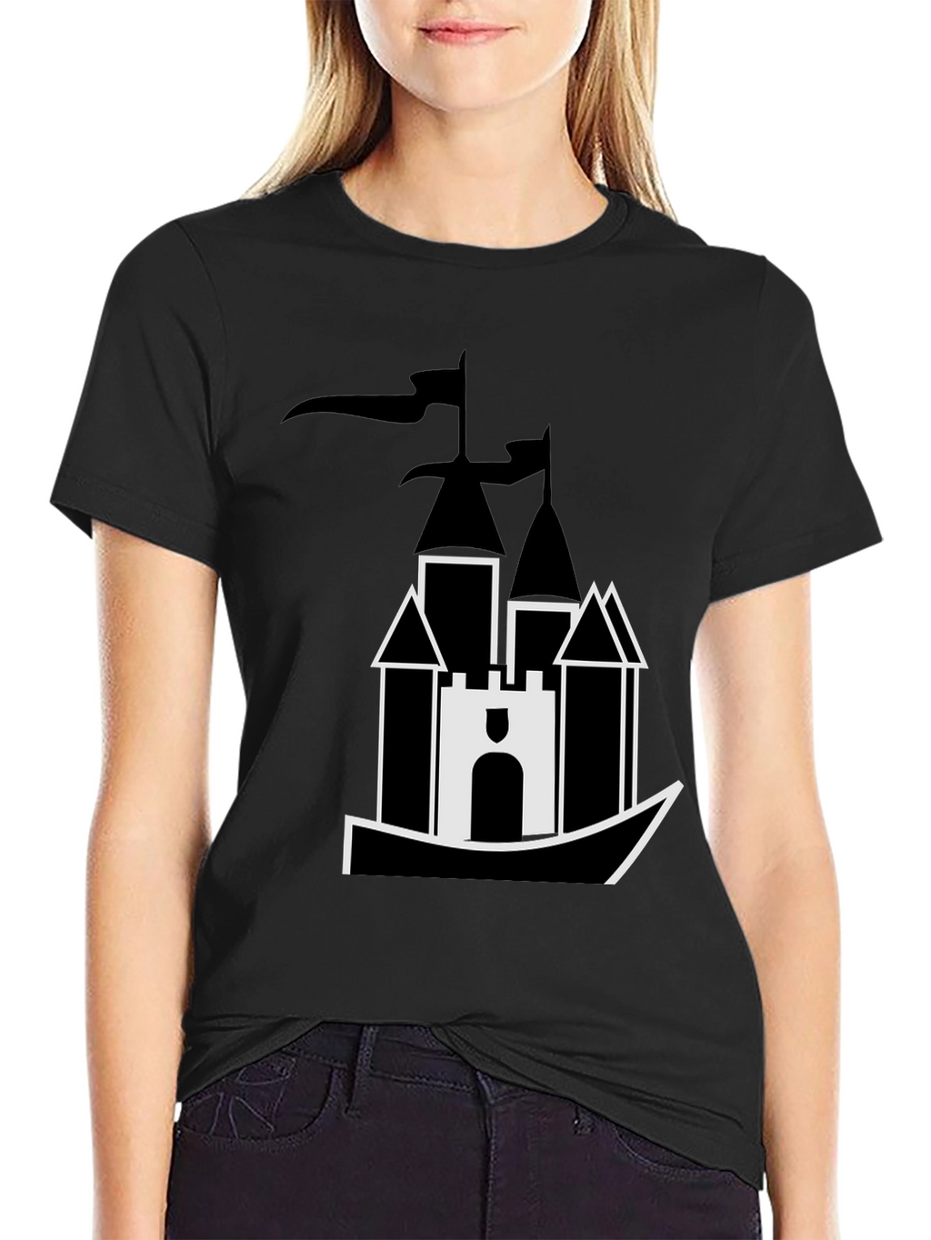Castle Graphic Tee - Black Cotton Blend