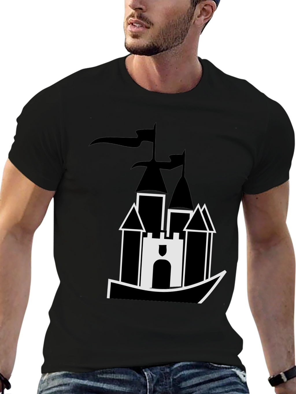 Castle Graphic Tee - Black Cotton Blend