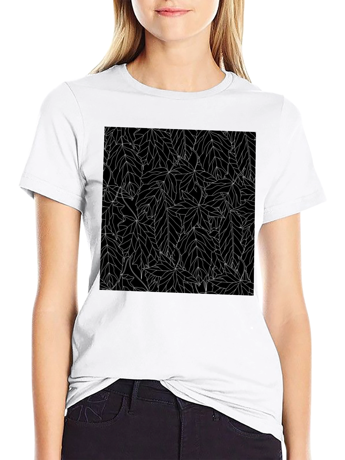 Black Leaf Pattern Tee