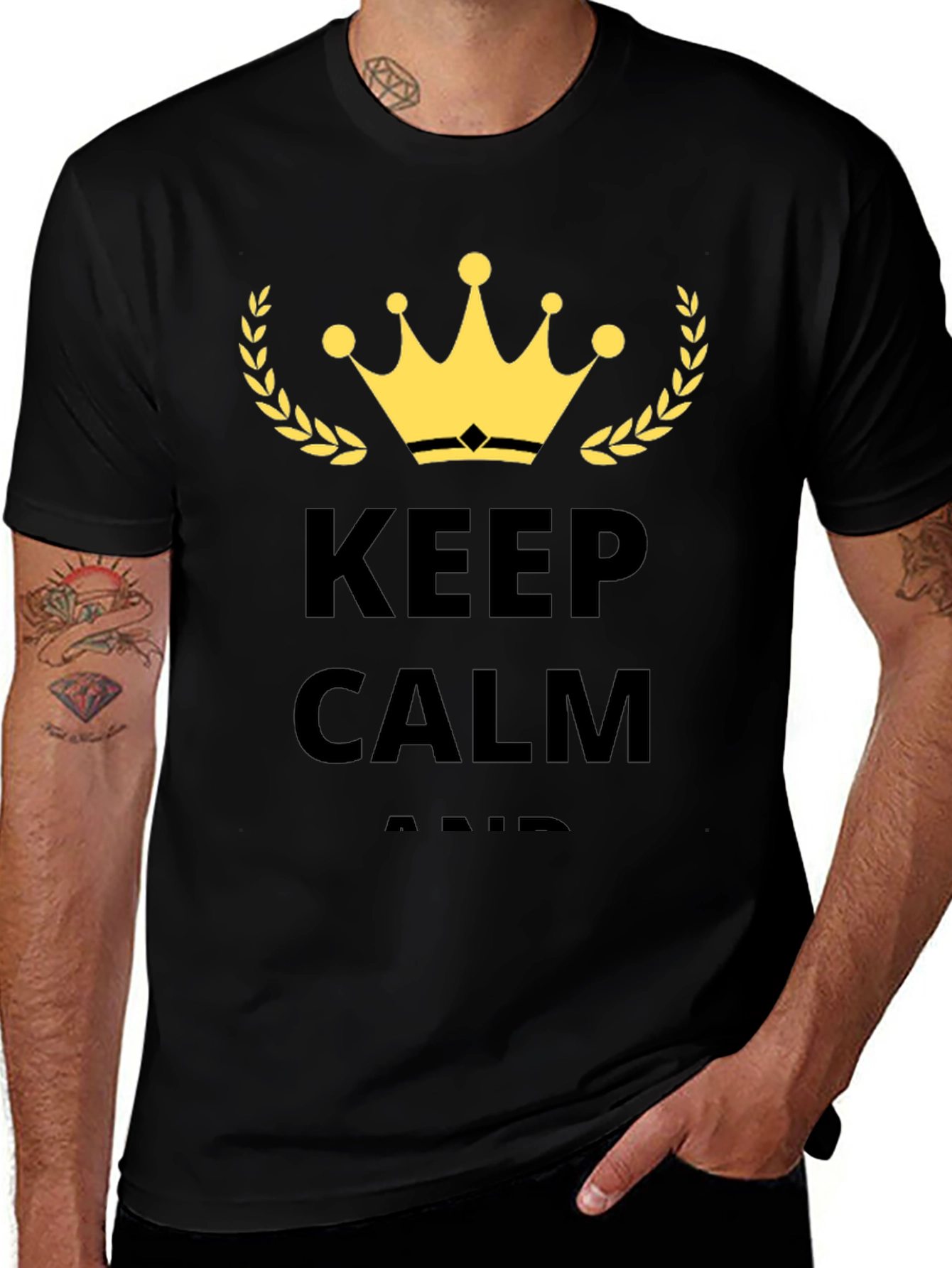 Keep Calm Graphic Print Black T-Shirt