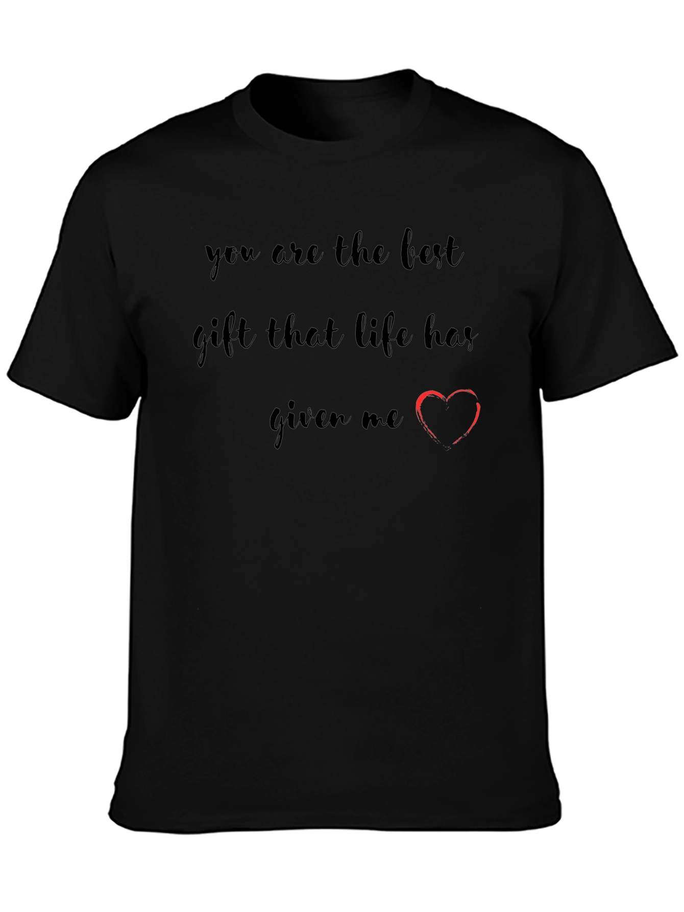 Best Gift T-Shirt - Black Cotton Tee with Heart