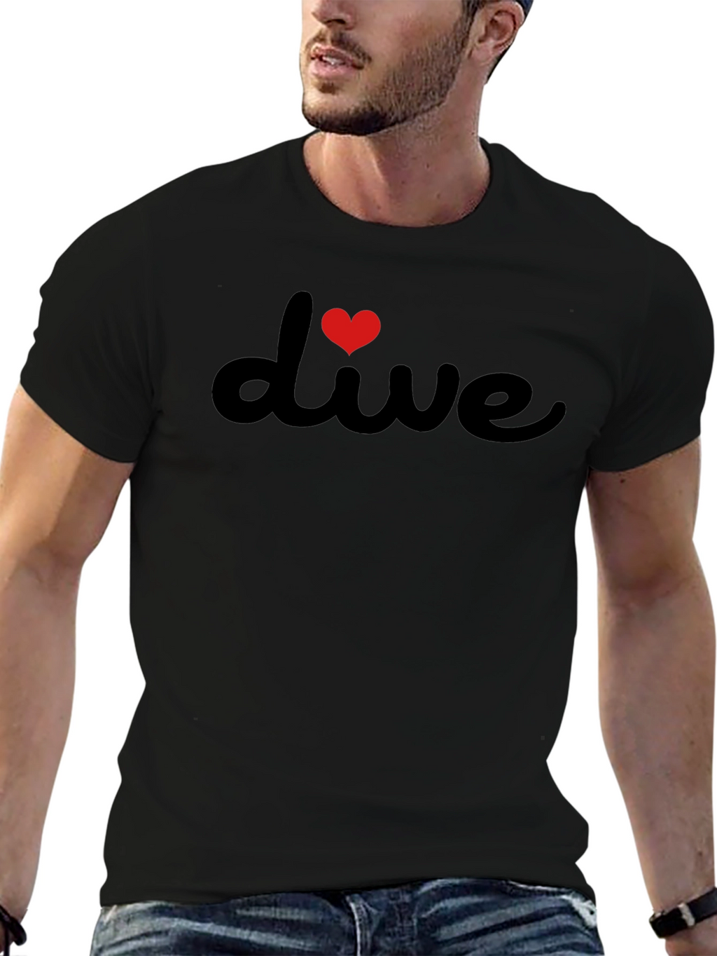 I Heart Dive Black Graphic Tee Shirt