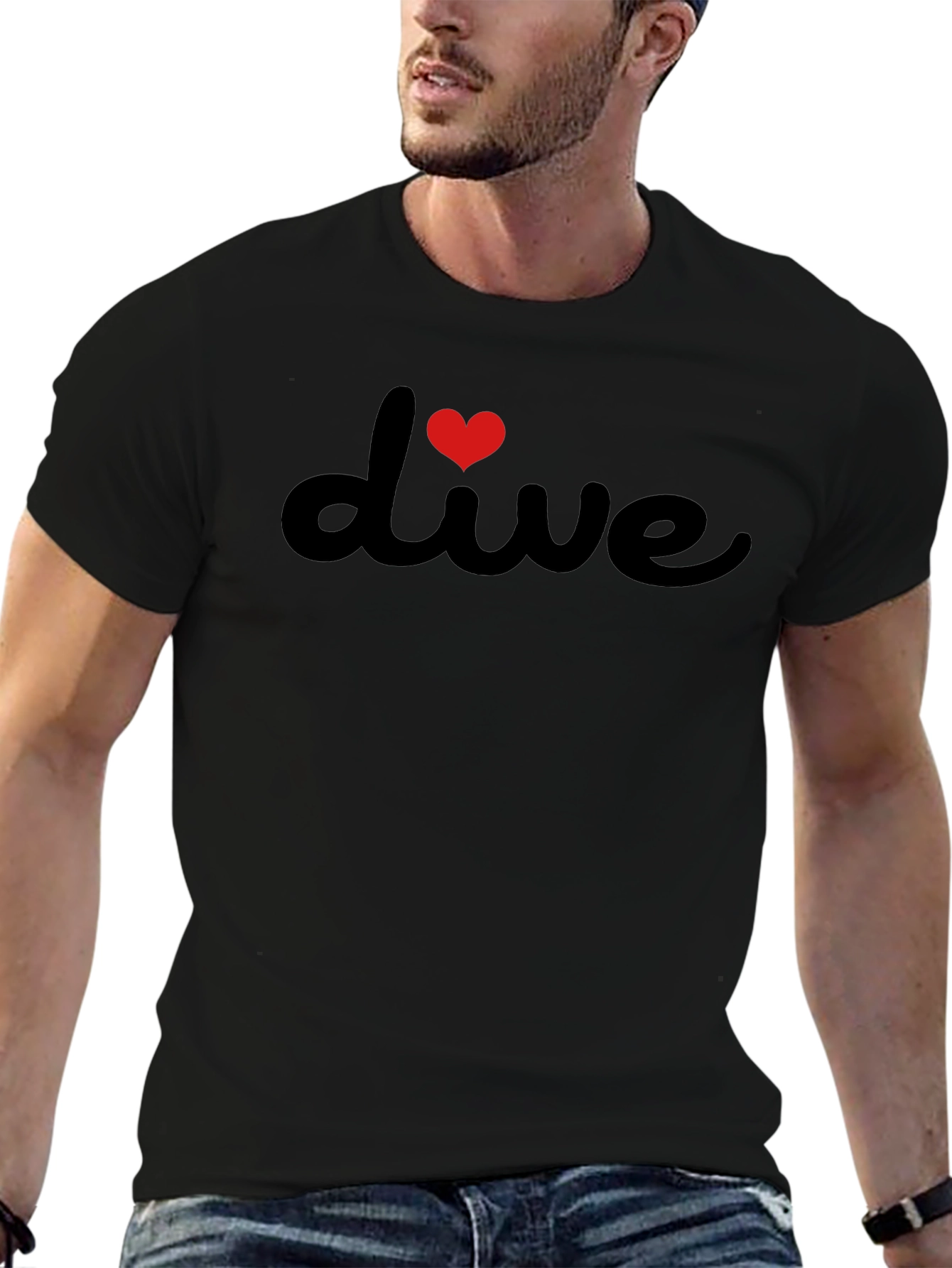 I Heart Dive Black Graphic Tee Shirt