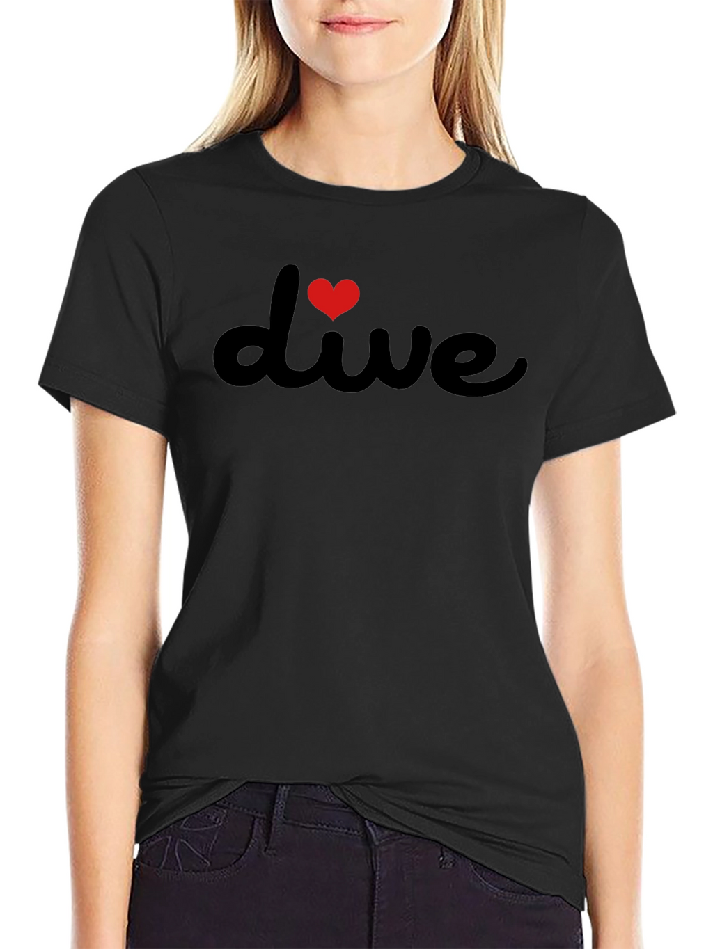 I Heart Dive Black Graphic Tee Shirt