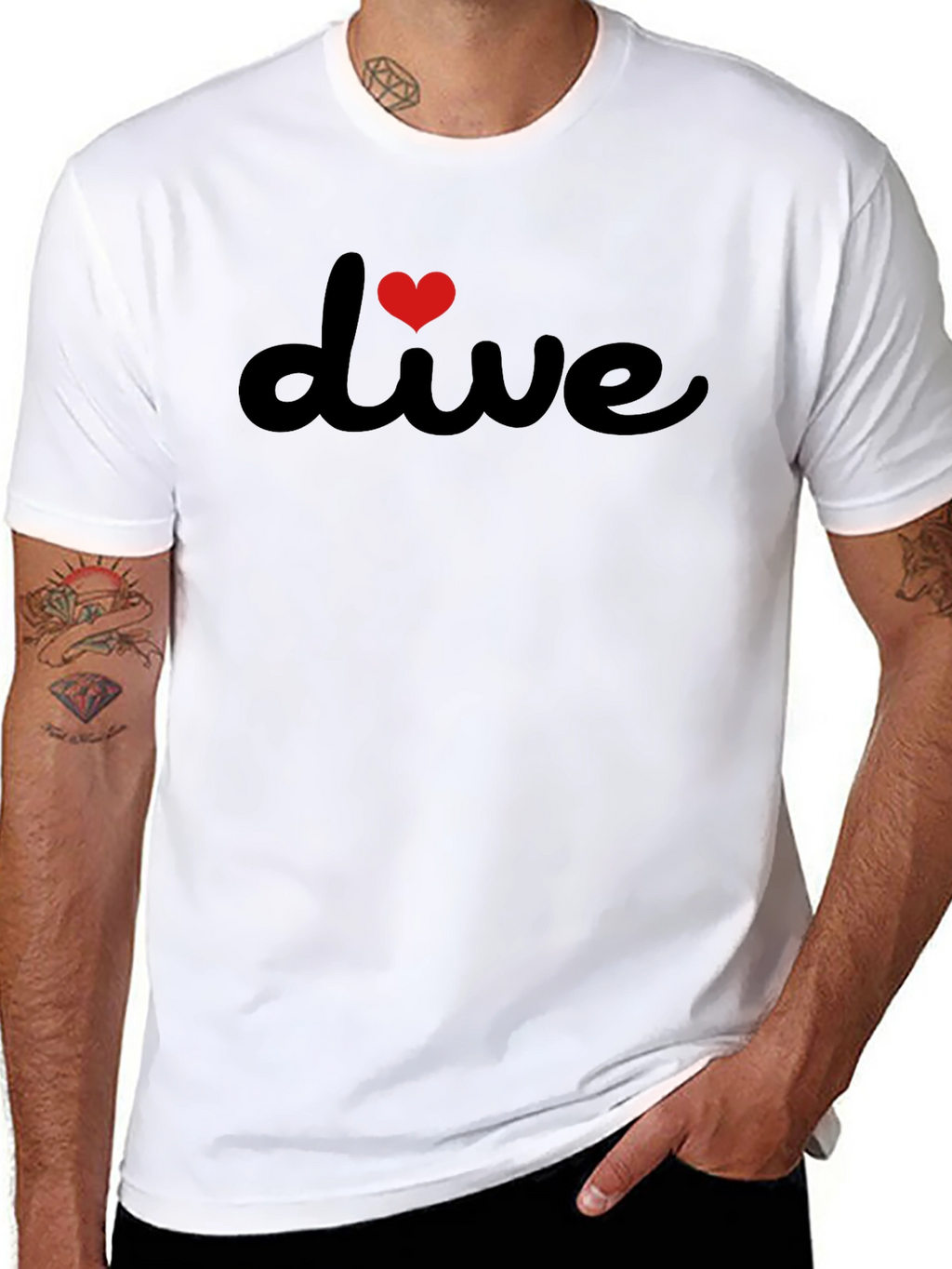 I Heart Dive Black Graphic Tee Shirt