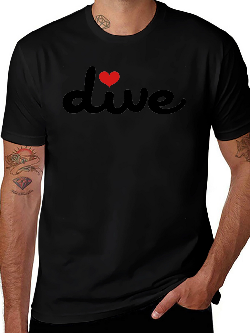 I Heart Dive Black Graphic Tee Shirt