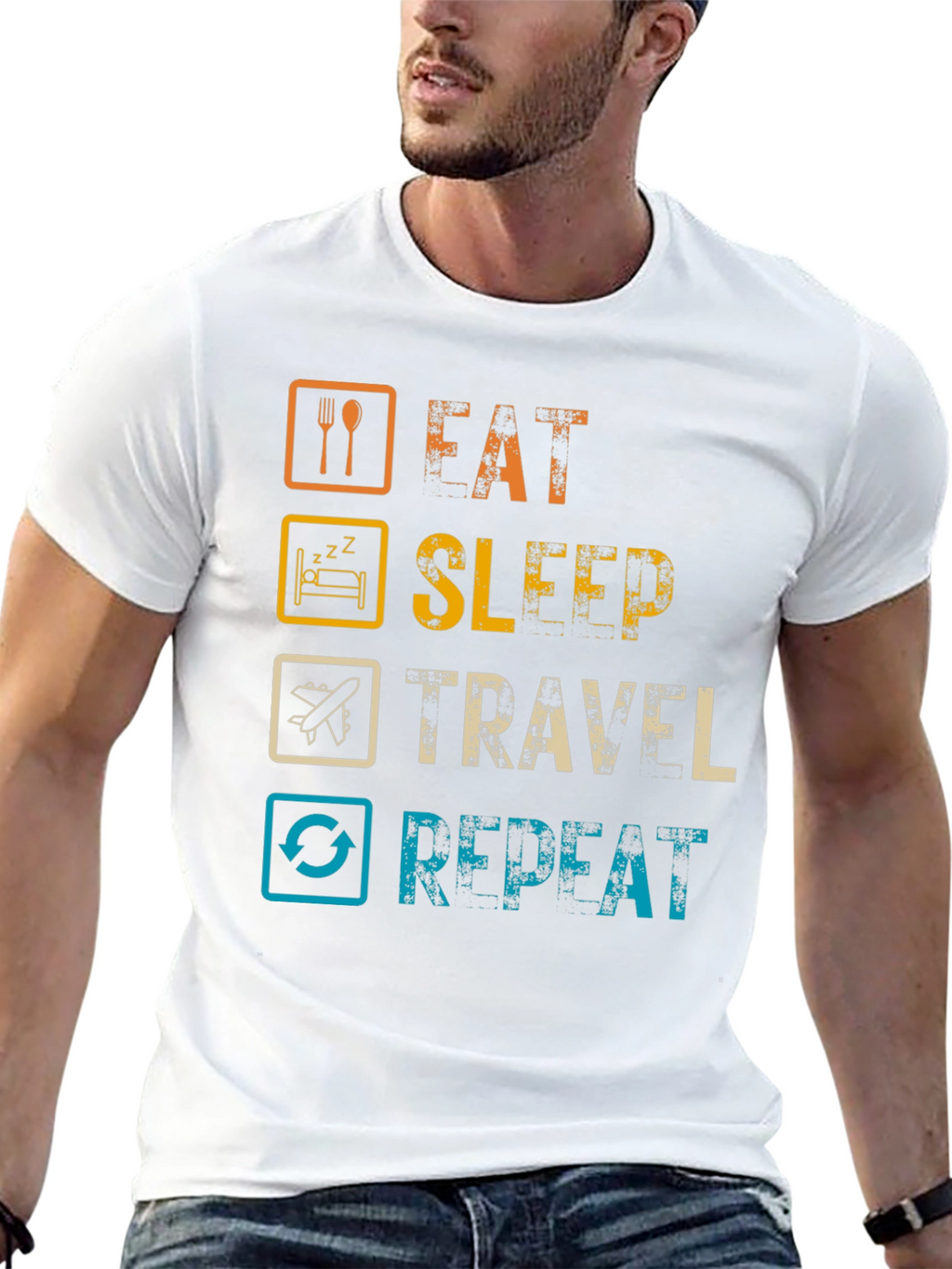 Eat Sleep Travel Repeat Graphic Tee