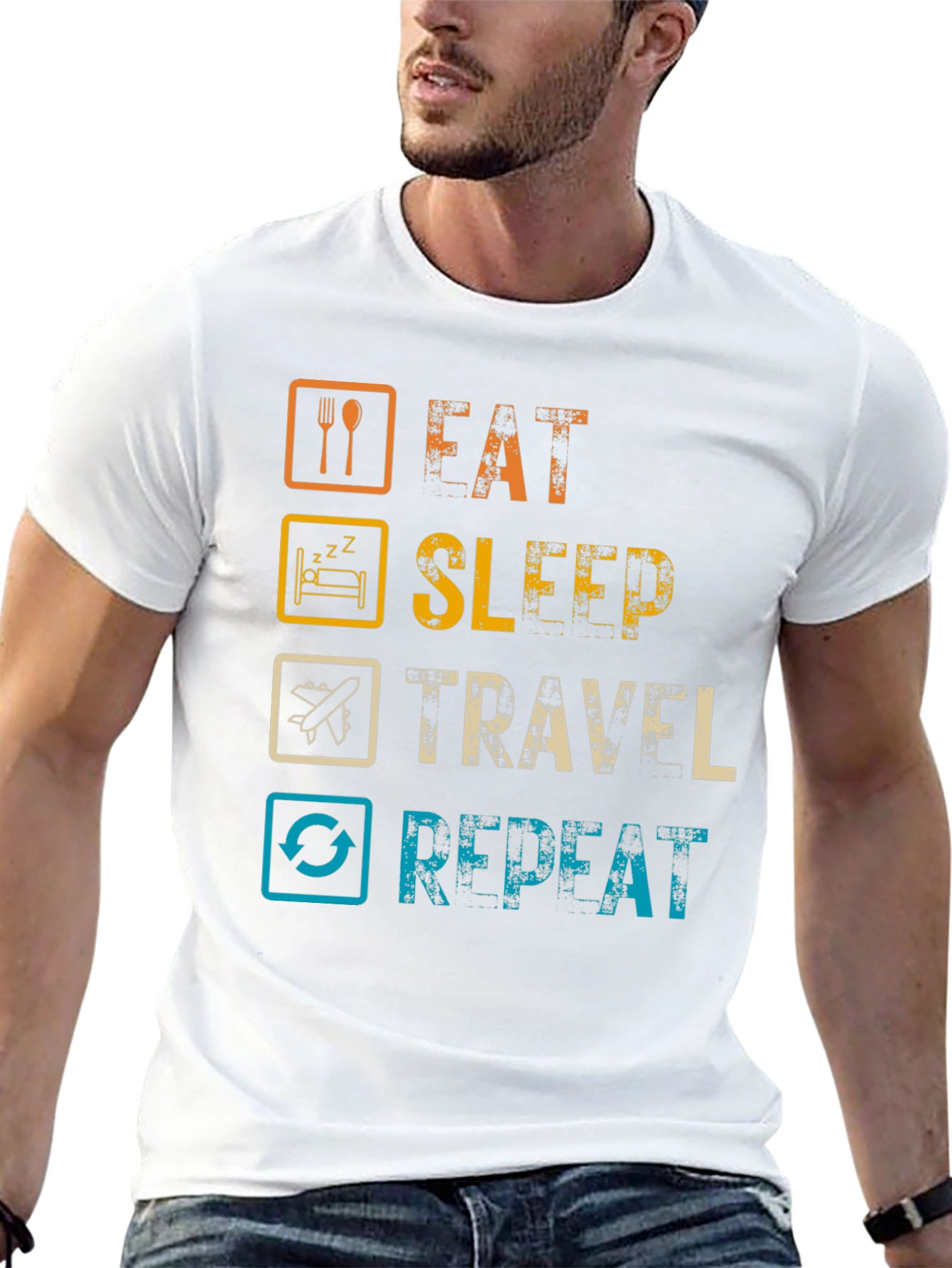 Eat Sleep Travel Repeat Graphic Tee