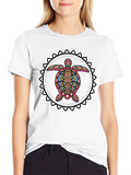 Turtle Mandala Graphic Tee - Black Cotton Comfort