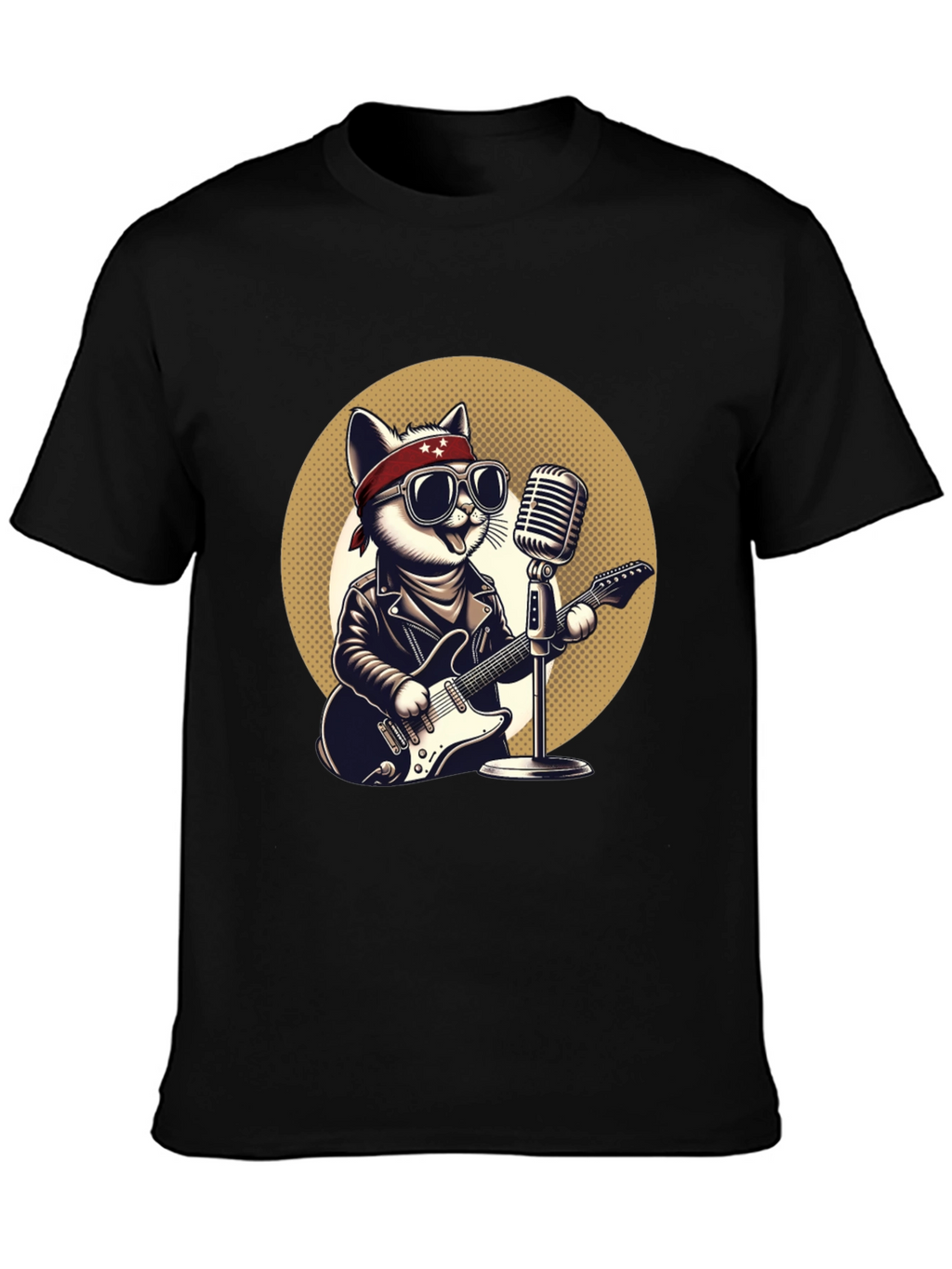 Rockstar Cat Graphic T-Shirt