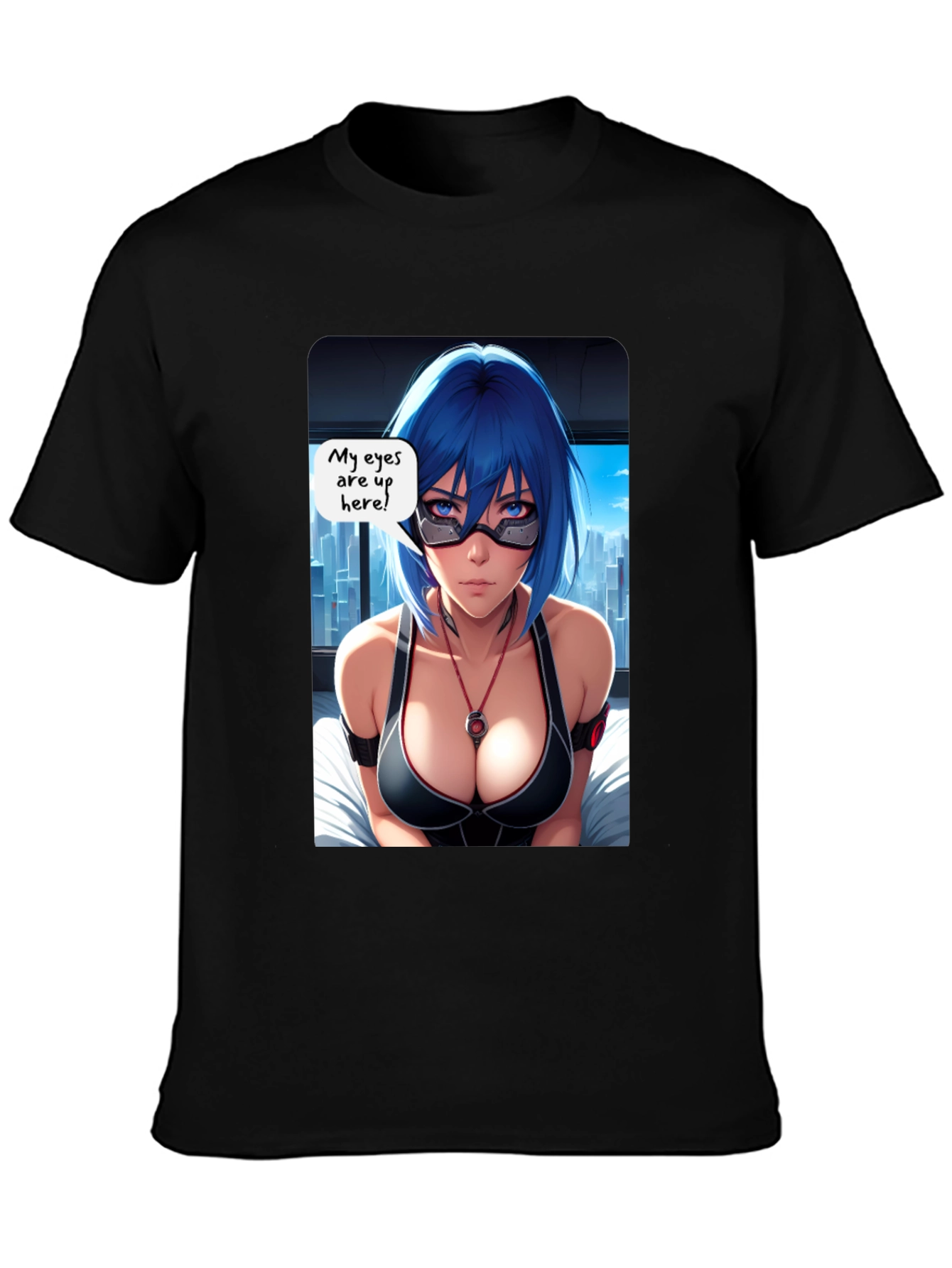 Anime Graphic T-Shirt - Eyes Up Here! Design