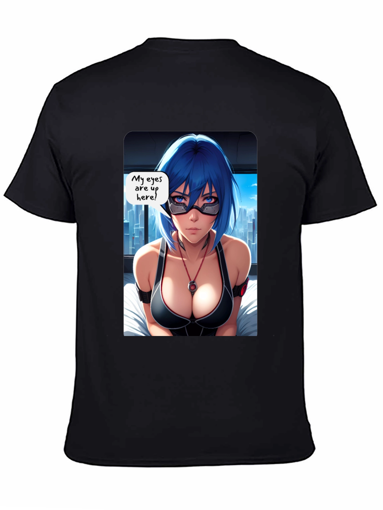 Anime Graphic T-Shirt - Eyes Up Here! Design