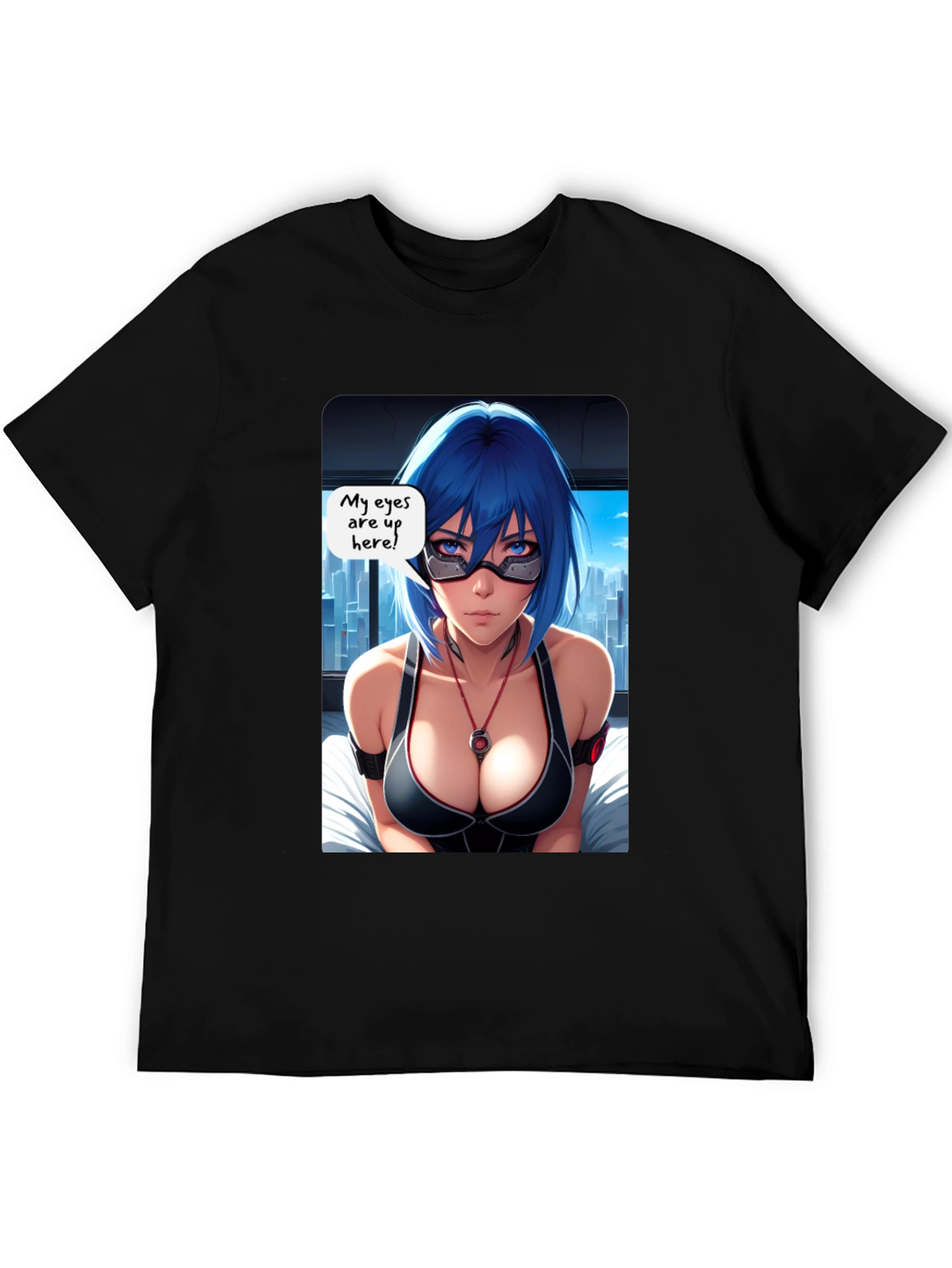 Anime Graphic T-Shirt - Eyes Up Here! Design