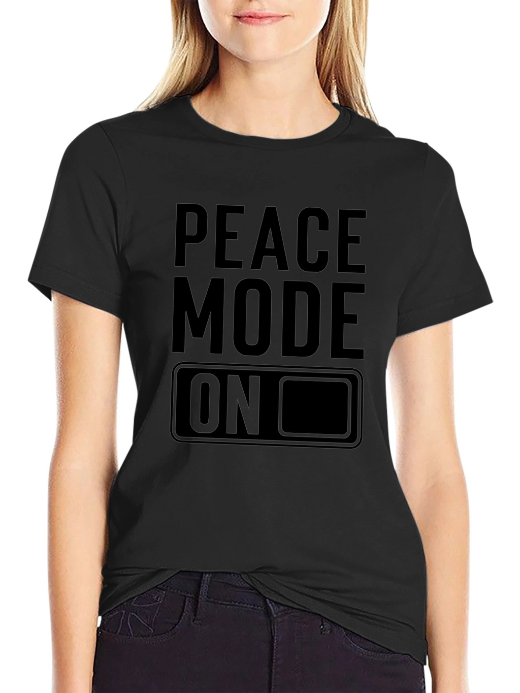 Peace Mode On Graphic Tee - Black Cotton T-Shirt