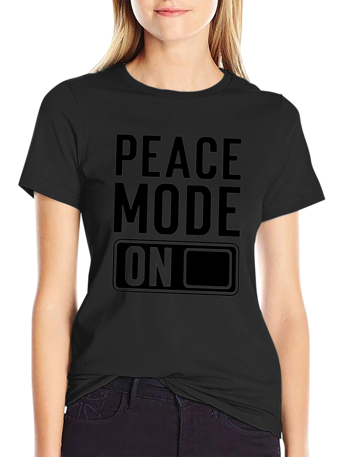 Peace Mode On Graphic Tee - Black Cotton T-Shirt