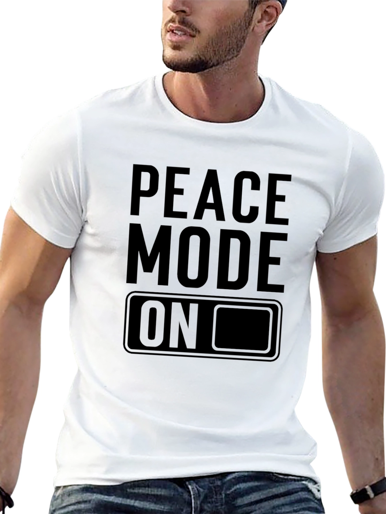 Peace Mode On Graphic Tee - Black Cotton T-Shirt