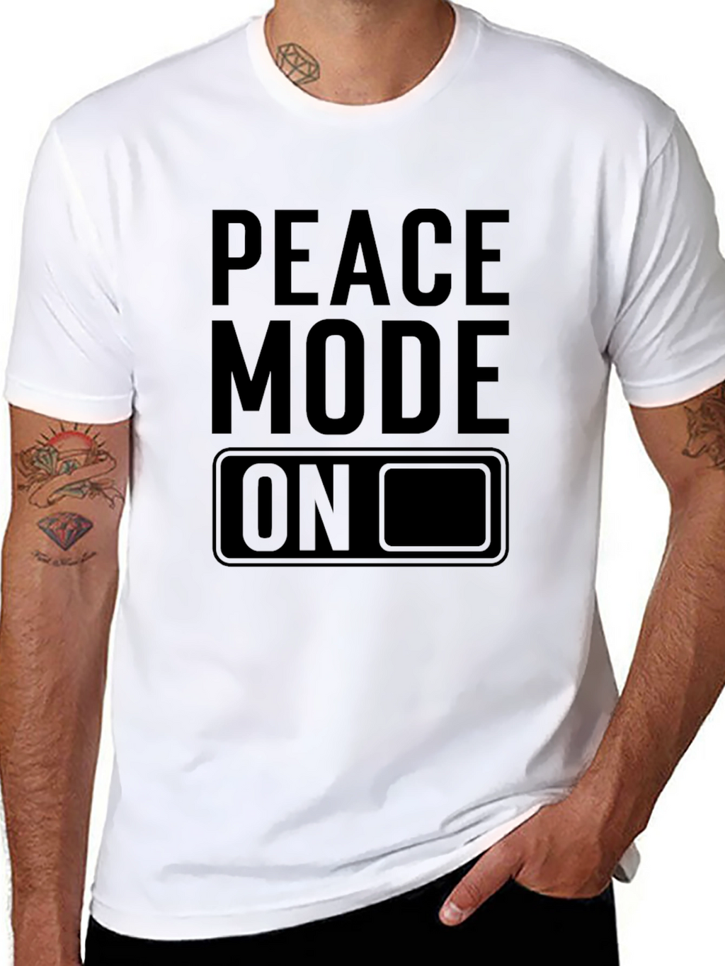 Peace Mode On Graphic Tee - Black Cotton T-Shirt