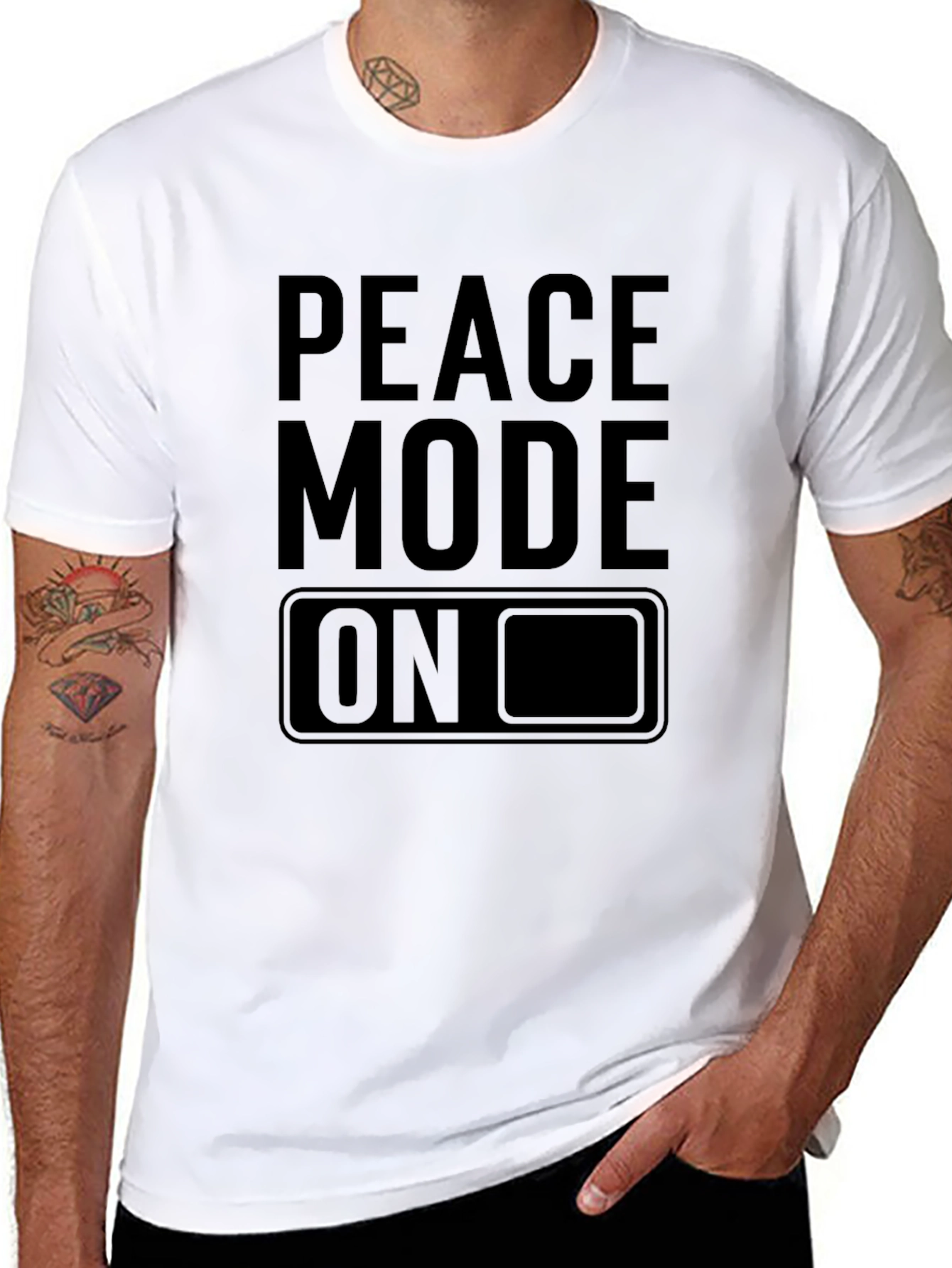 Peace Mode On Graphic Tee - Black Cotton T-Shirt