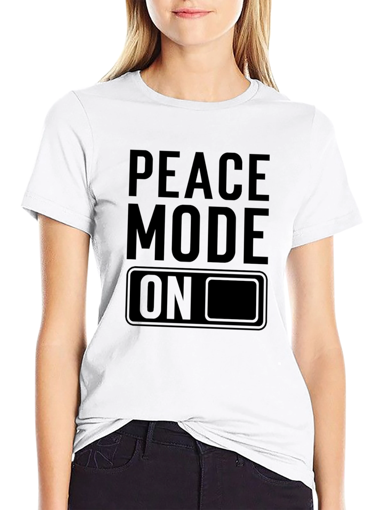 Peace Mode On Graphic Tee - Black Cotton T-Shirt