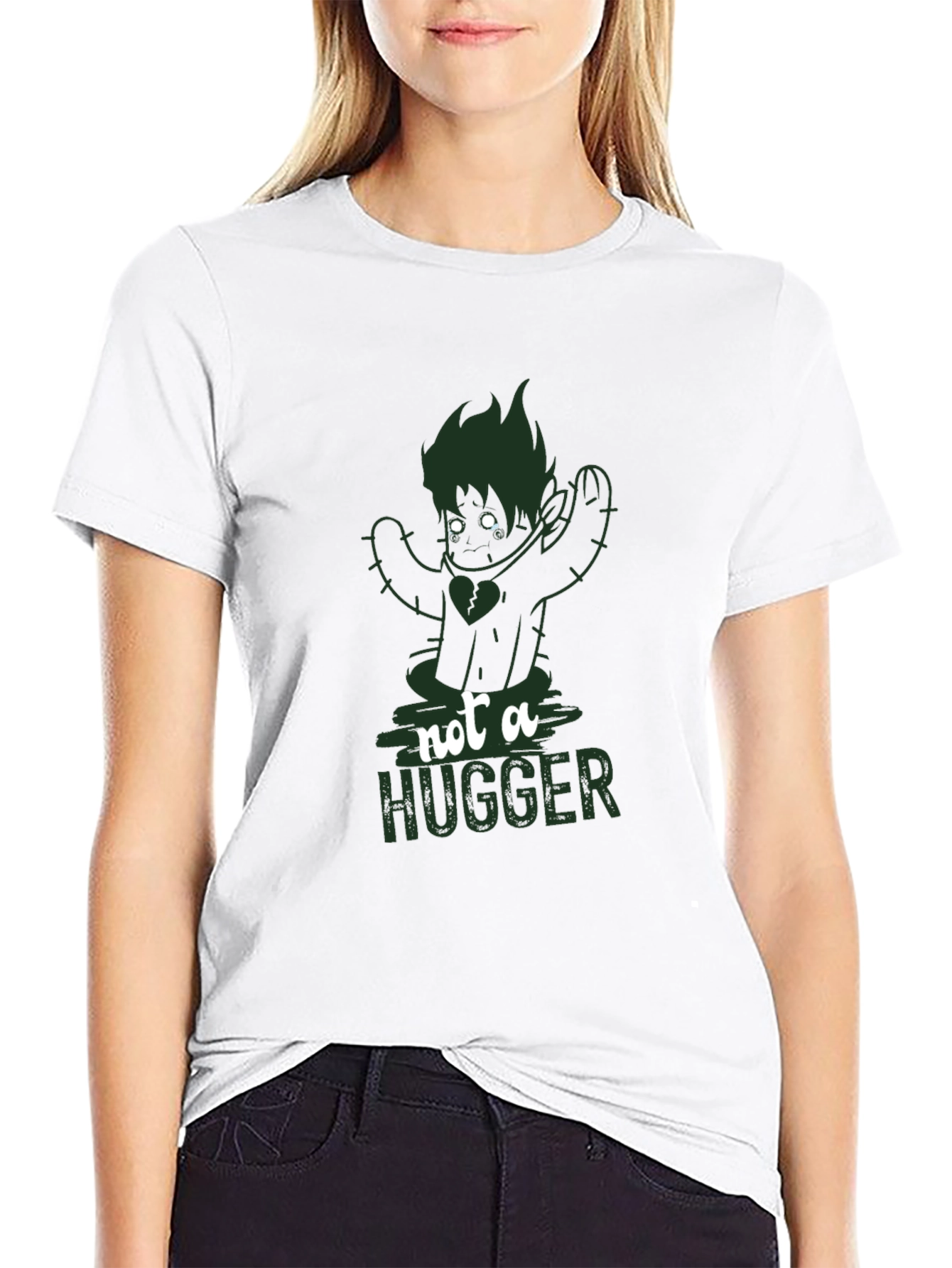 Not A Hugger Cactus Graphic T-Shirt - Black