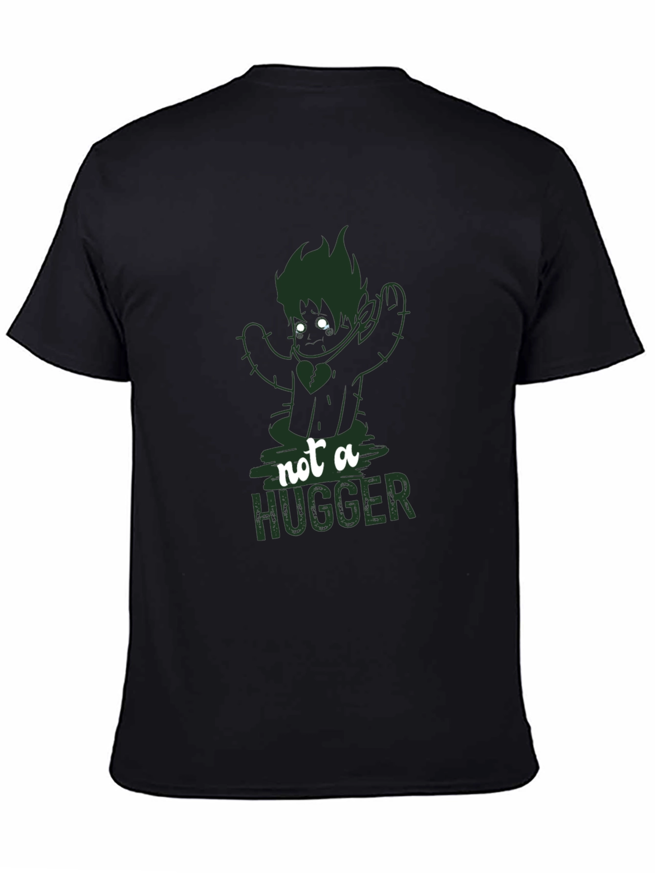 Not A Hugger Cactus Graphic T-Shirt - Black