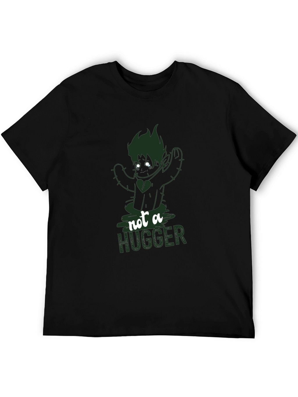 Not A Hugger Cactus Graphic T-Shirt - Black
