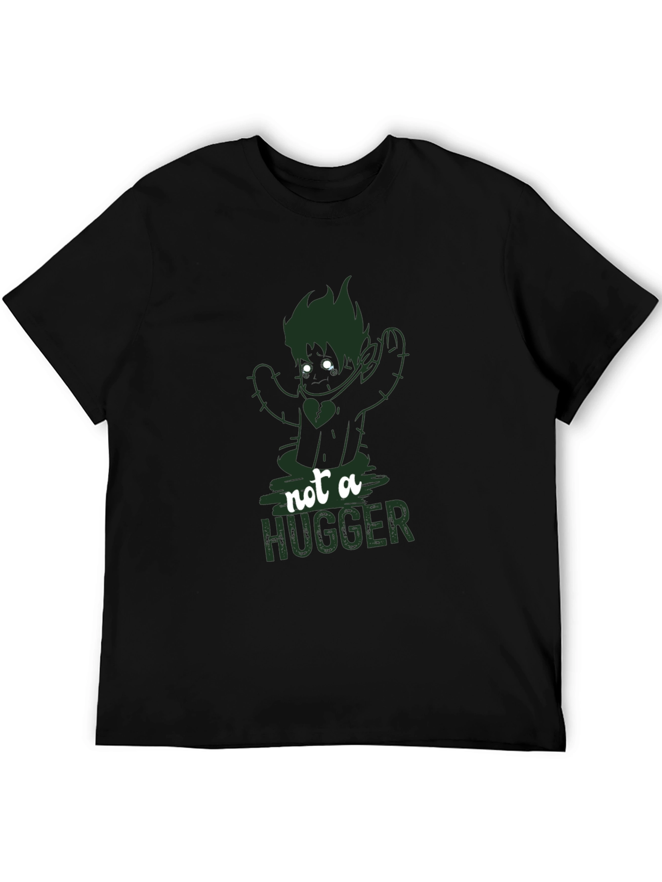 Not A Hugger Cactus Graphic T-Shirt - Black