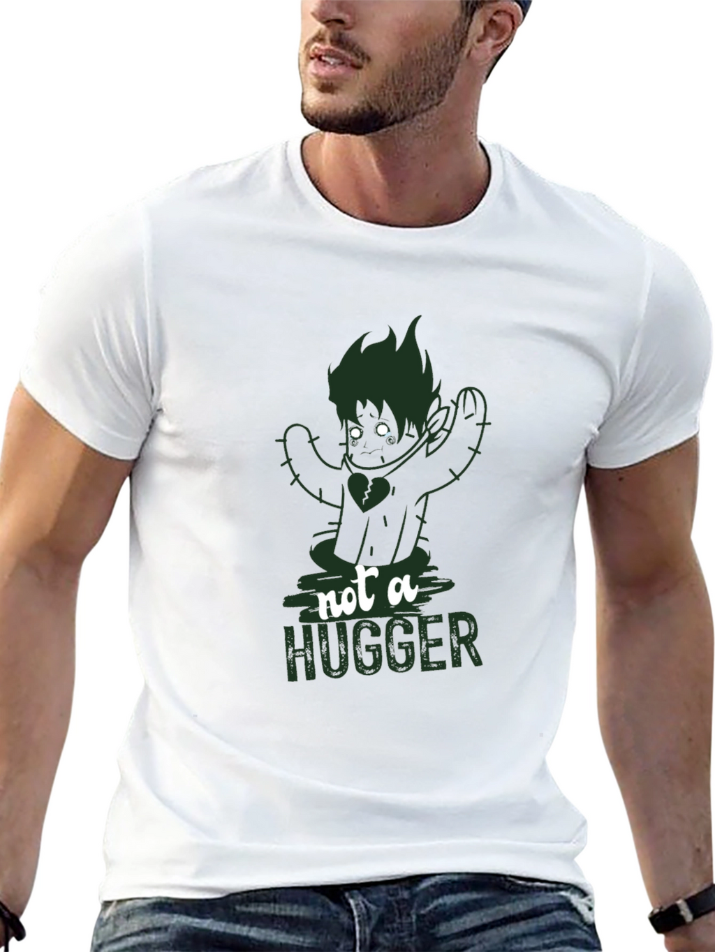Not A Hugger Cactus Graphic T-Shirt - Black