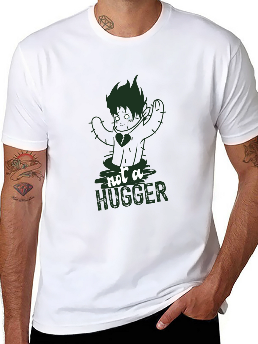 Not A Hugger Cactus Graphic T-Shirt - Black