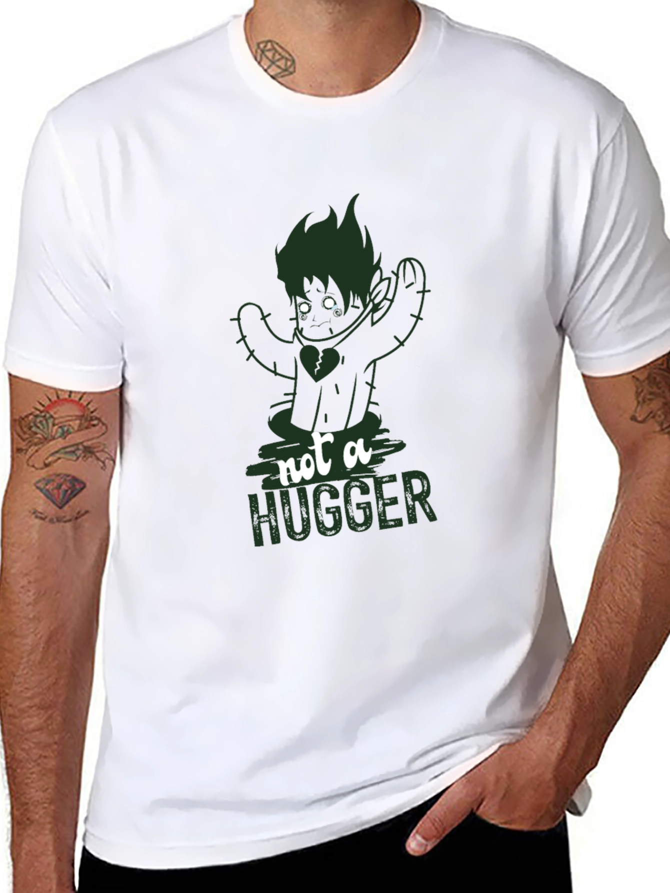 Not A Hugger Cactus Graphic T-Shirt - Black
