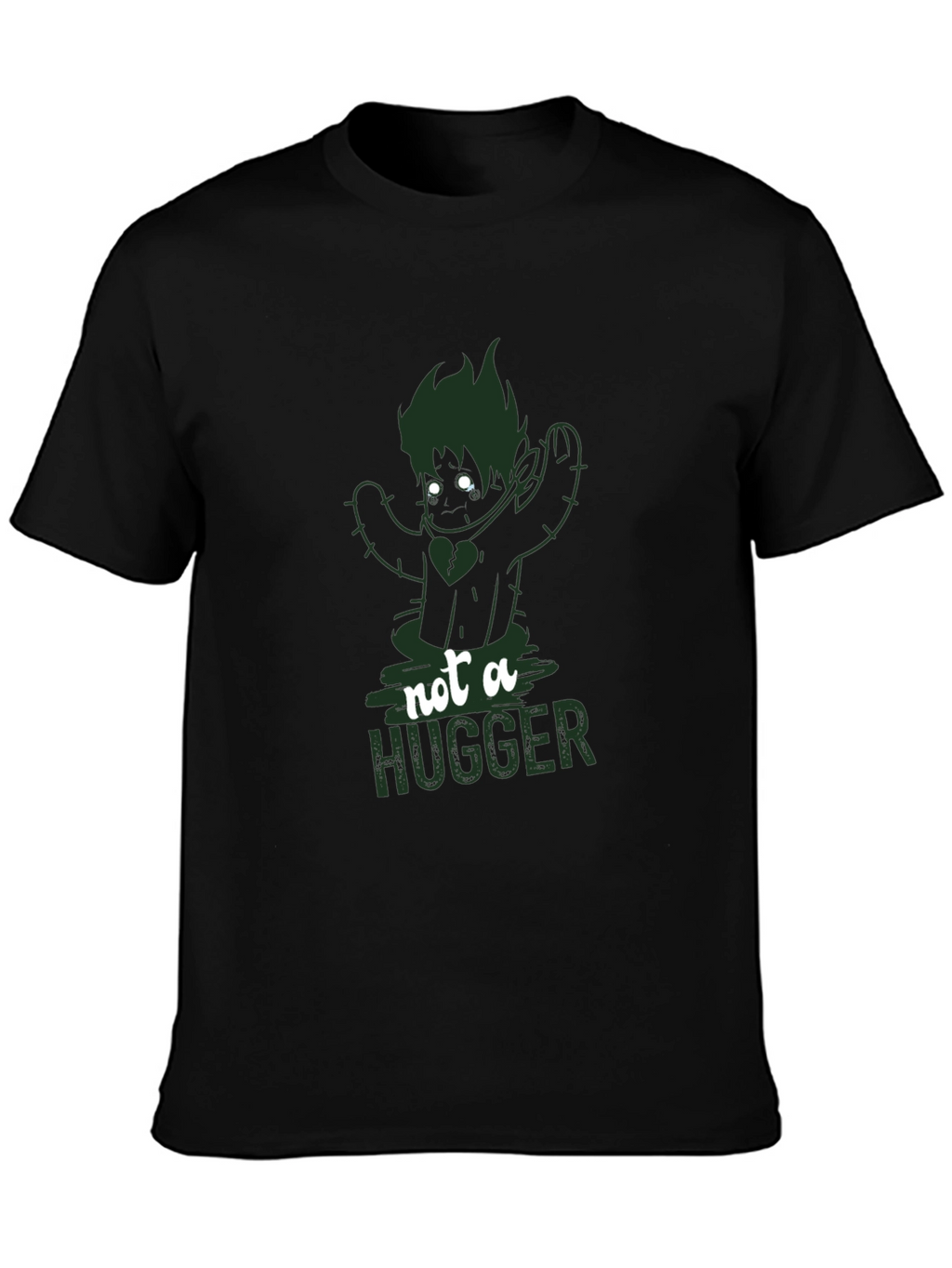 Not A Hugger Cactus Graphic T-Shirt - Black