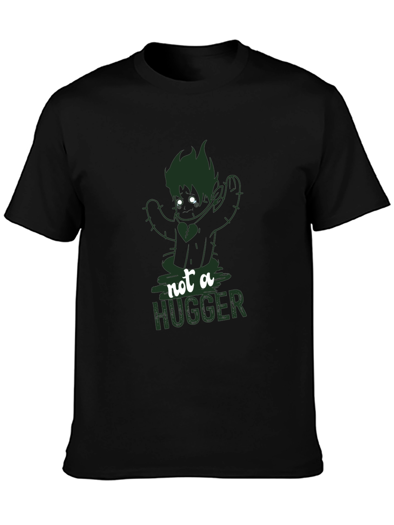 Not A Hugger Cactus Graphic T-Shirt - Black
