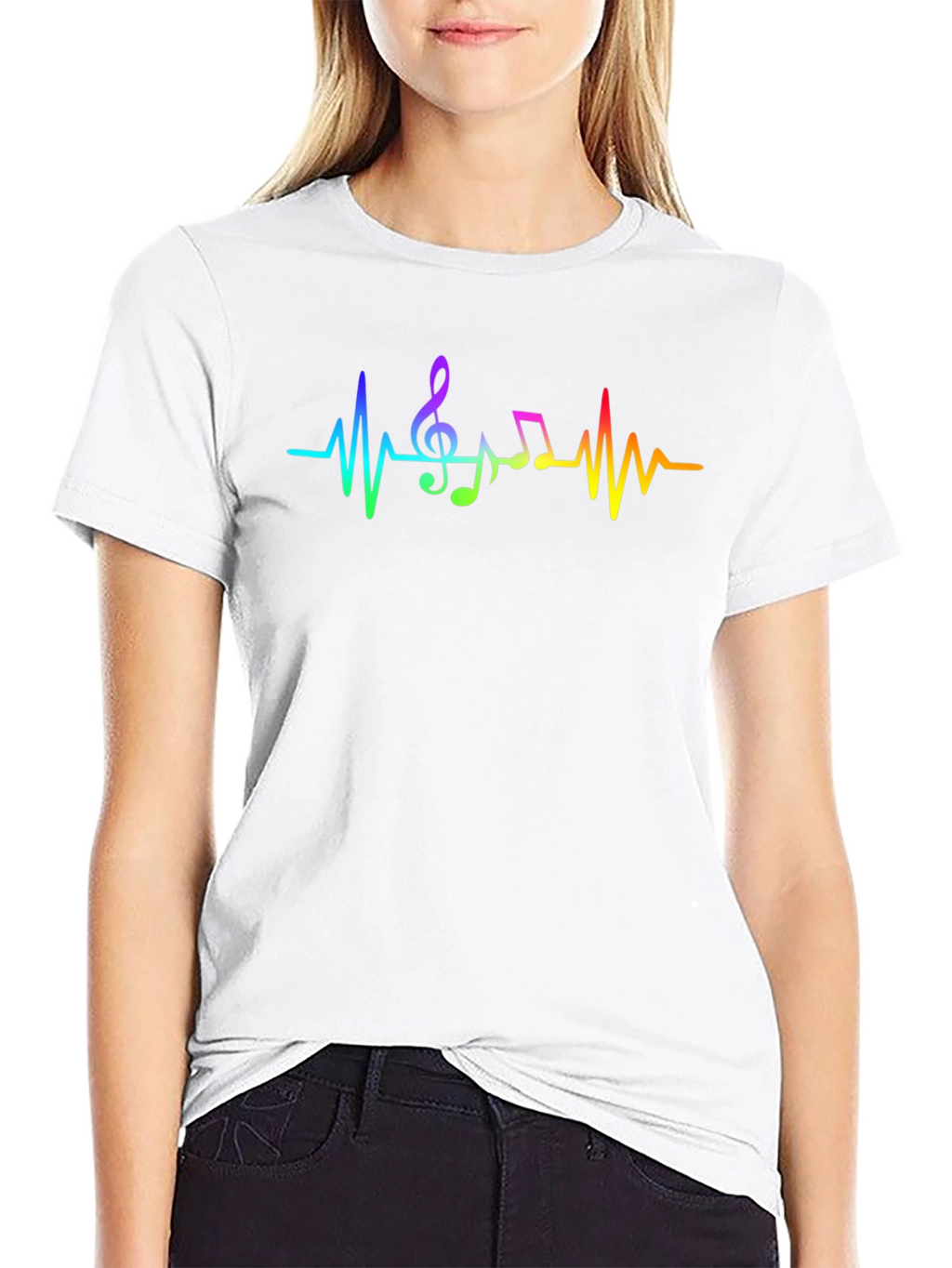 Music Heartbeat Rainbow T-Shirt - Cotton Blend Tee